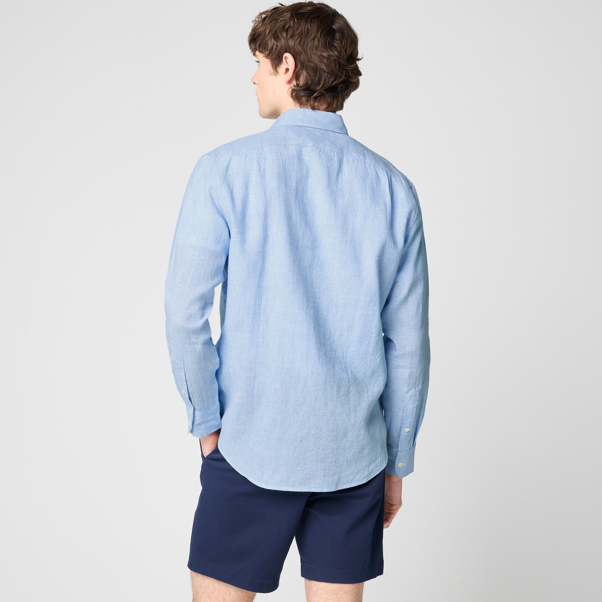 Classic-fit linen-blend shirt