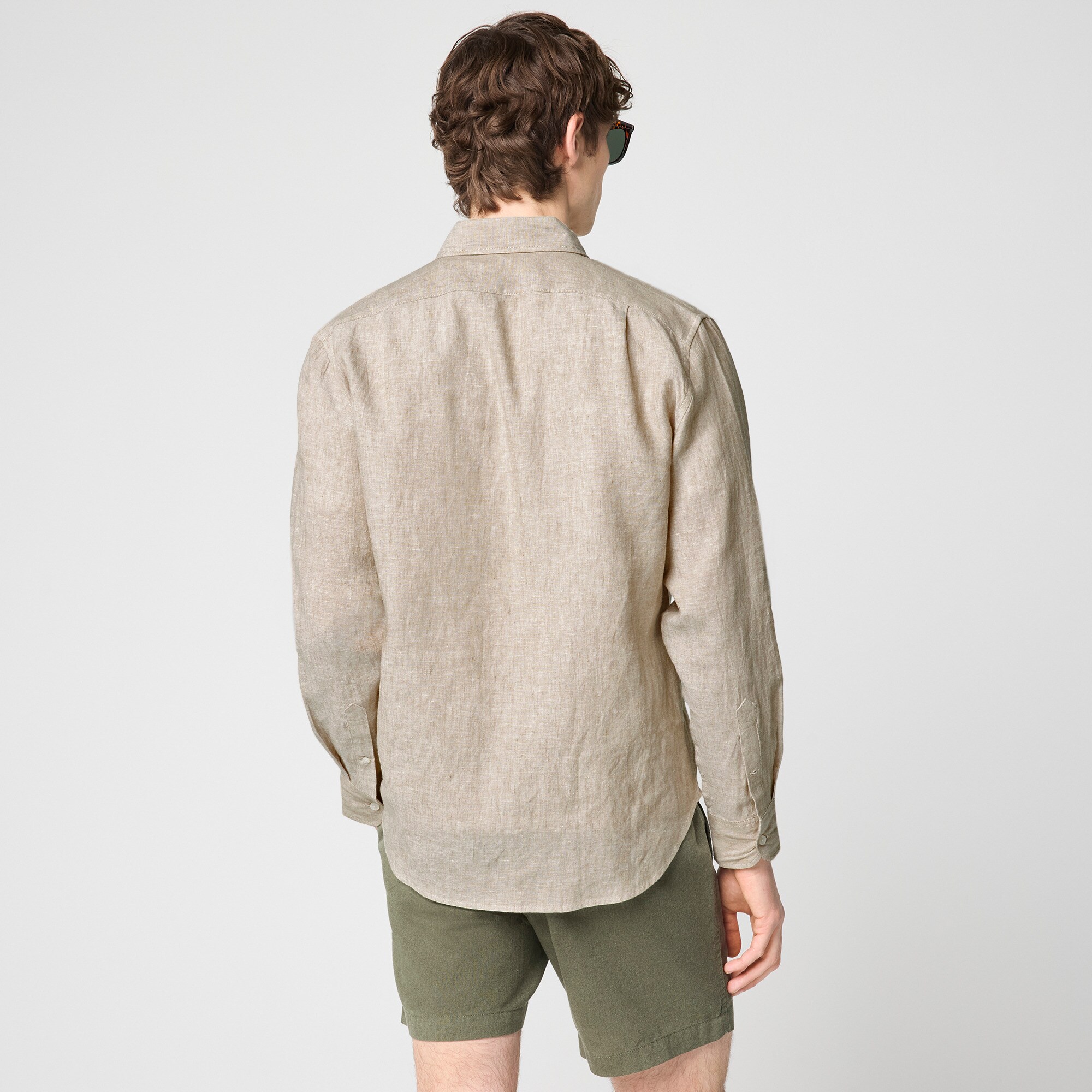 Classic-fit linen-blend shirt