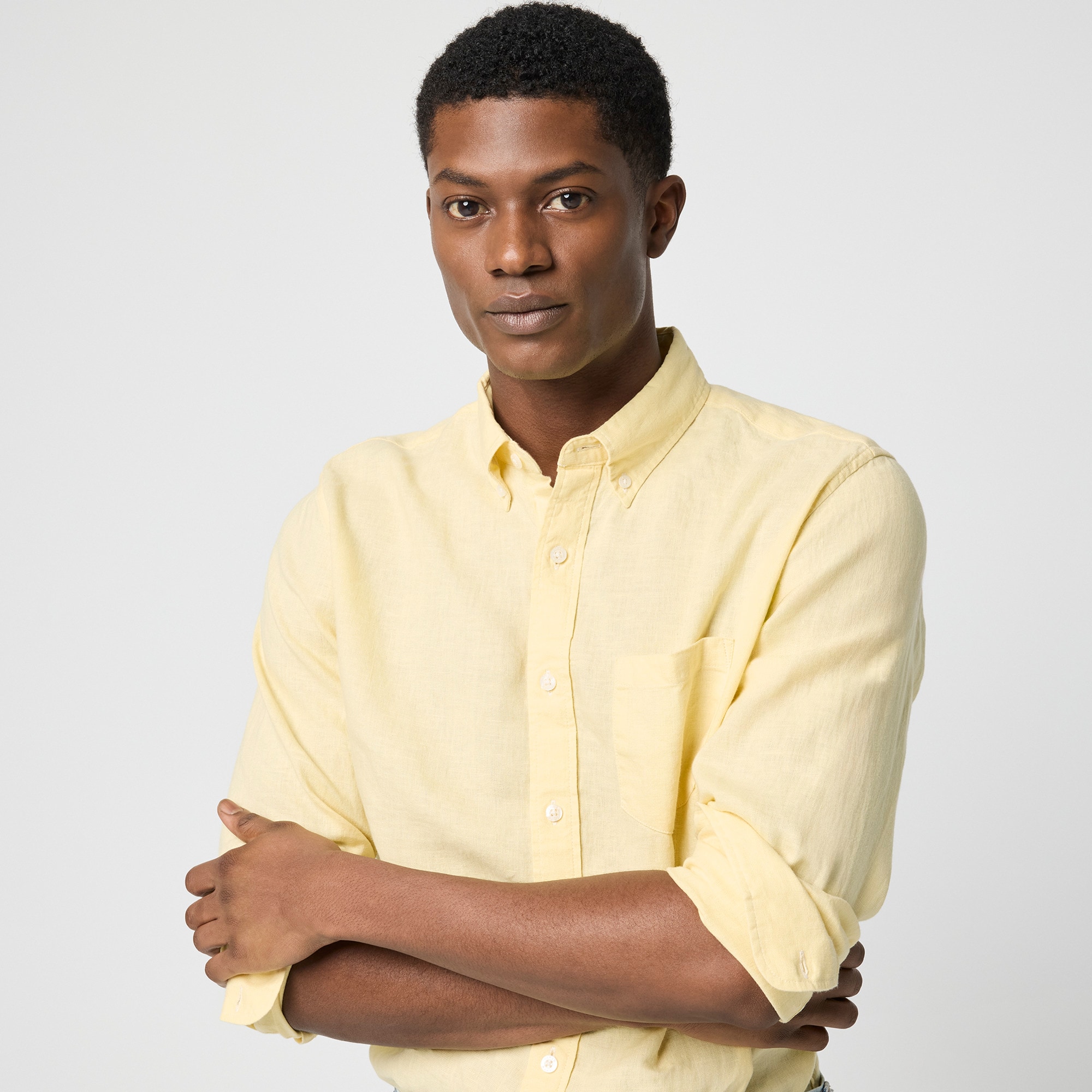 Men's Classic-Fit Linen-Blend Shirt (Applesauce, Size Medium) J.Crew Factory