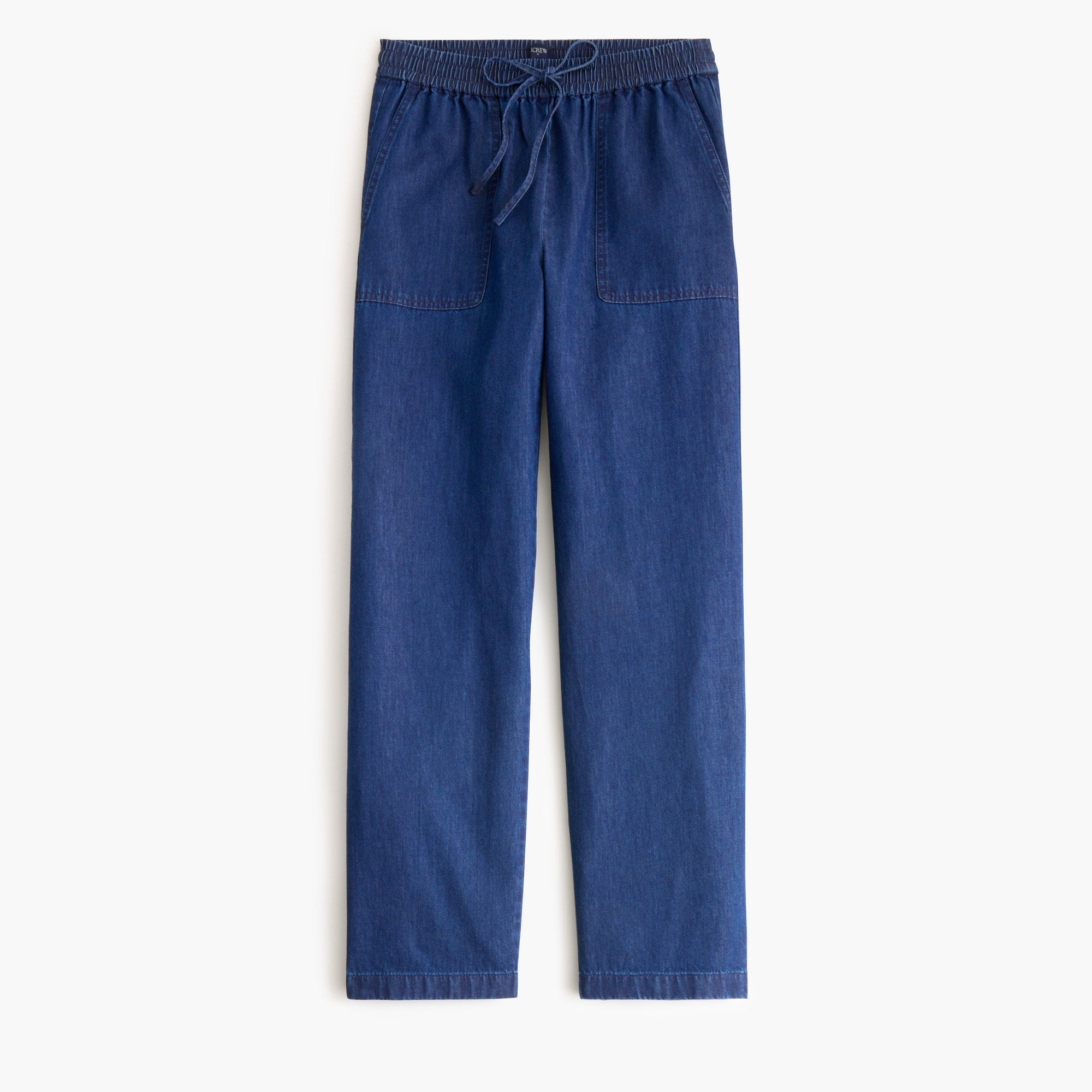 Chambray wide-leg utility pull-on pant