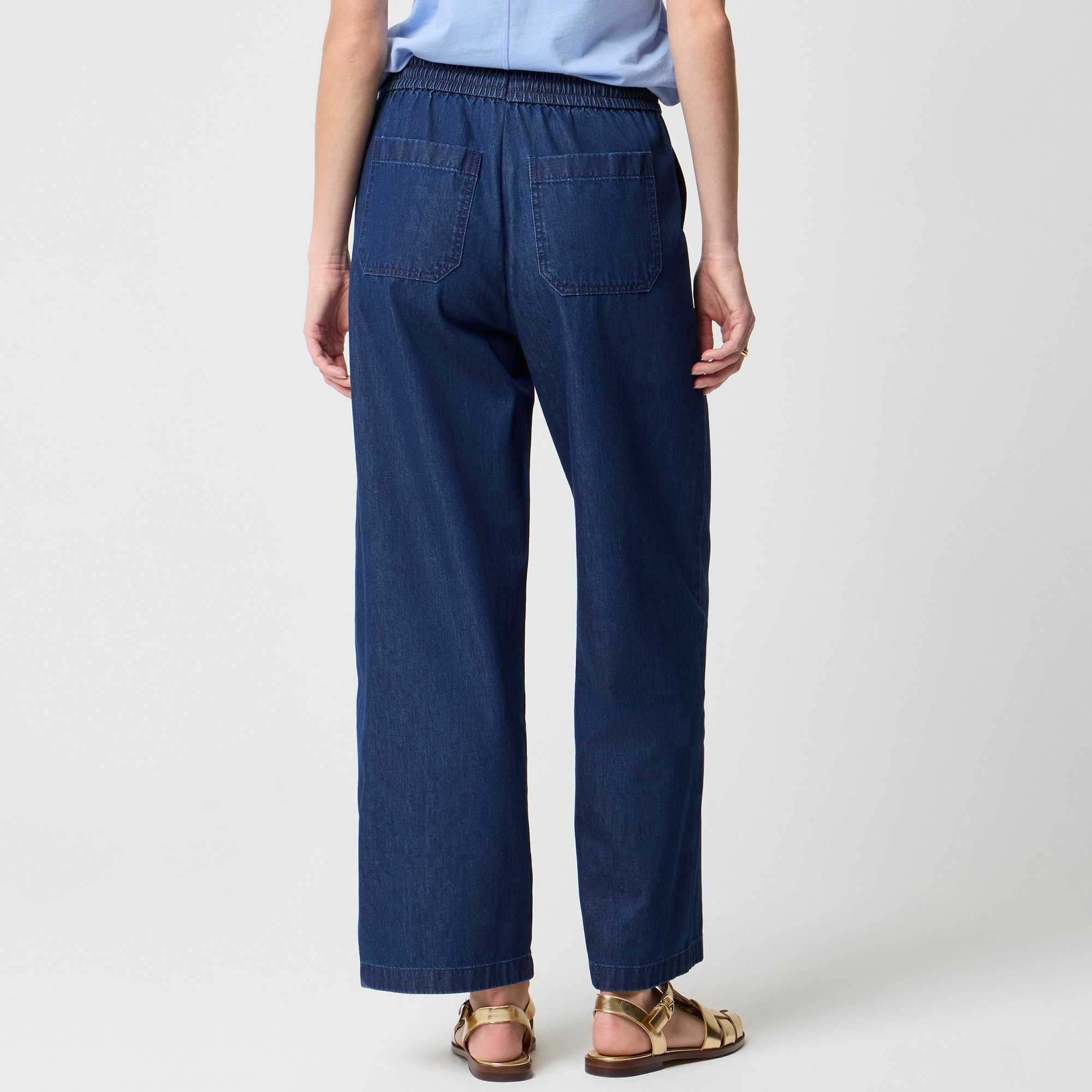 Chambray wide-leg utility pull-on pant - image 3