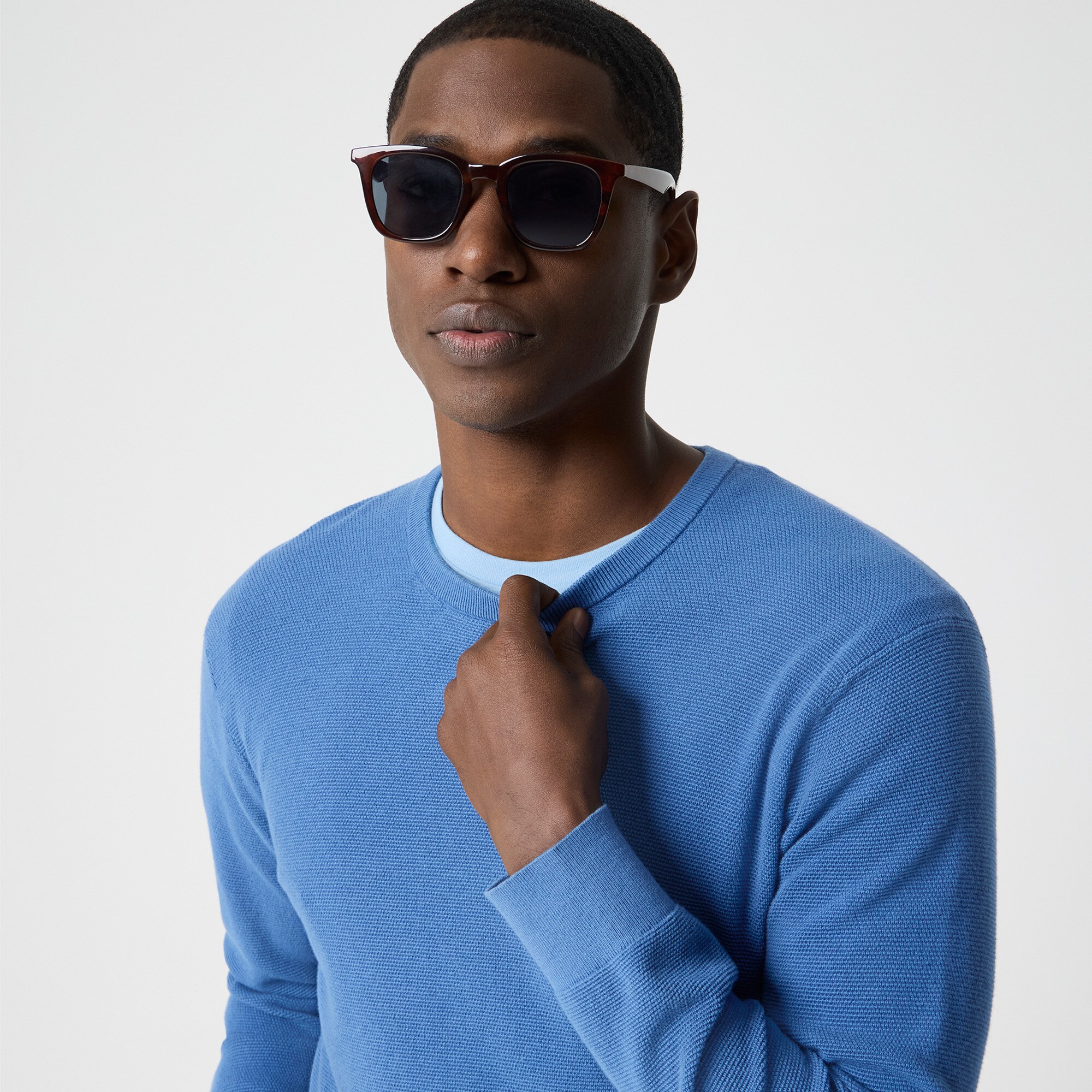 Cotton moss-stitch crewneck sweater