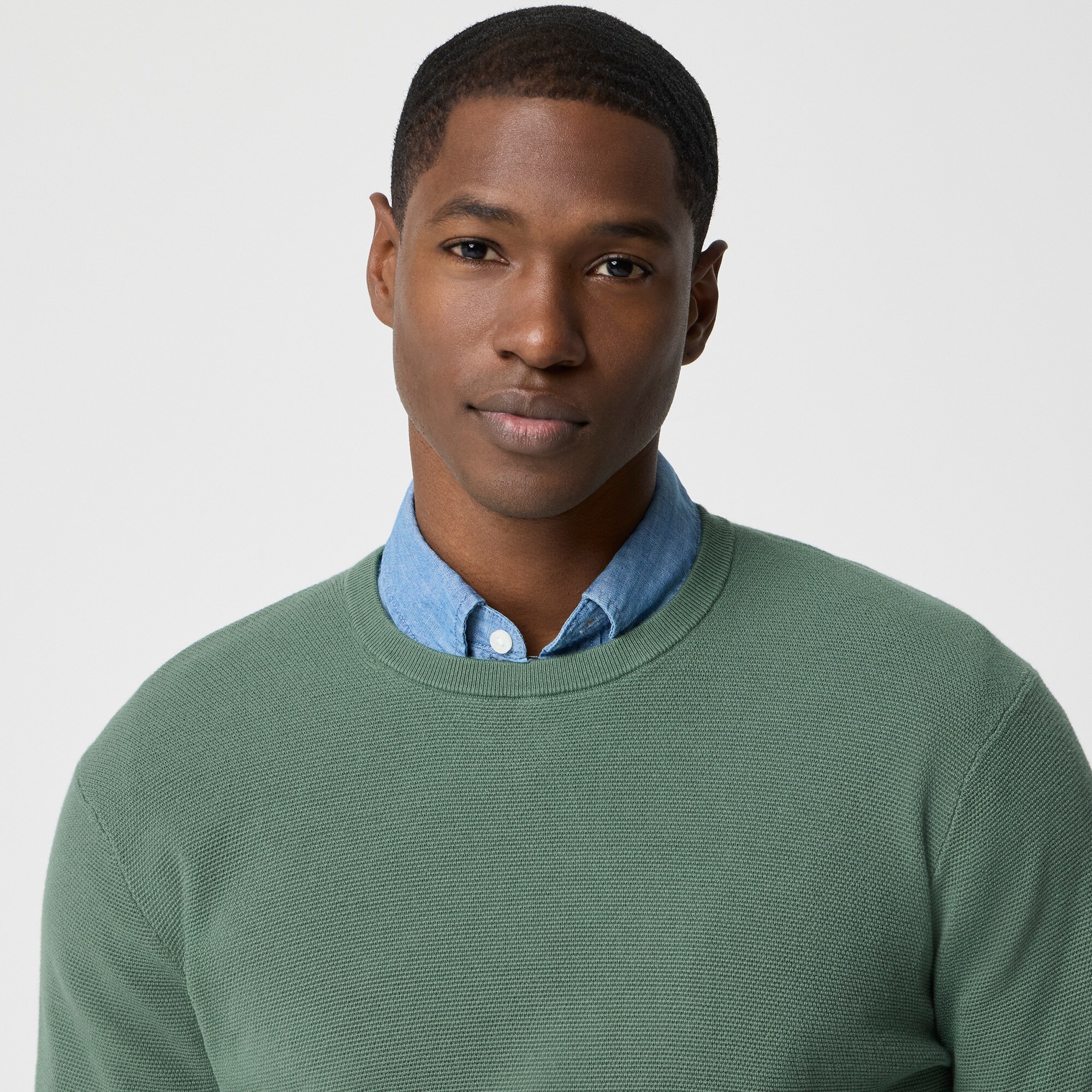 Cotton moss-stitch crewneck sweater