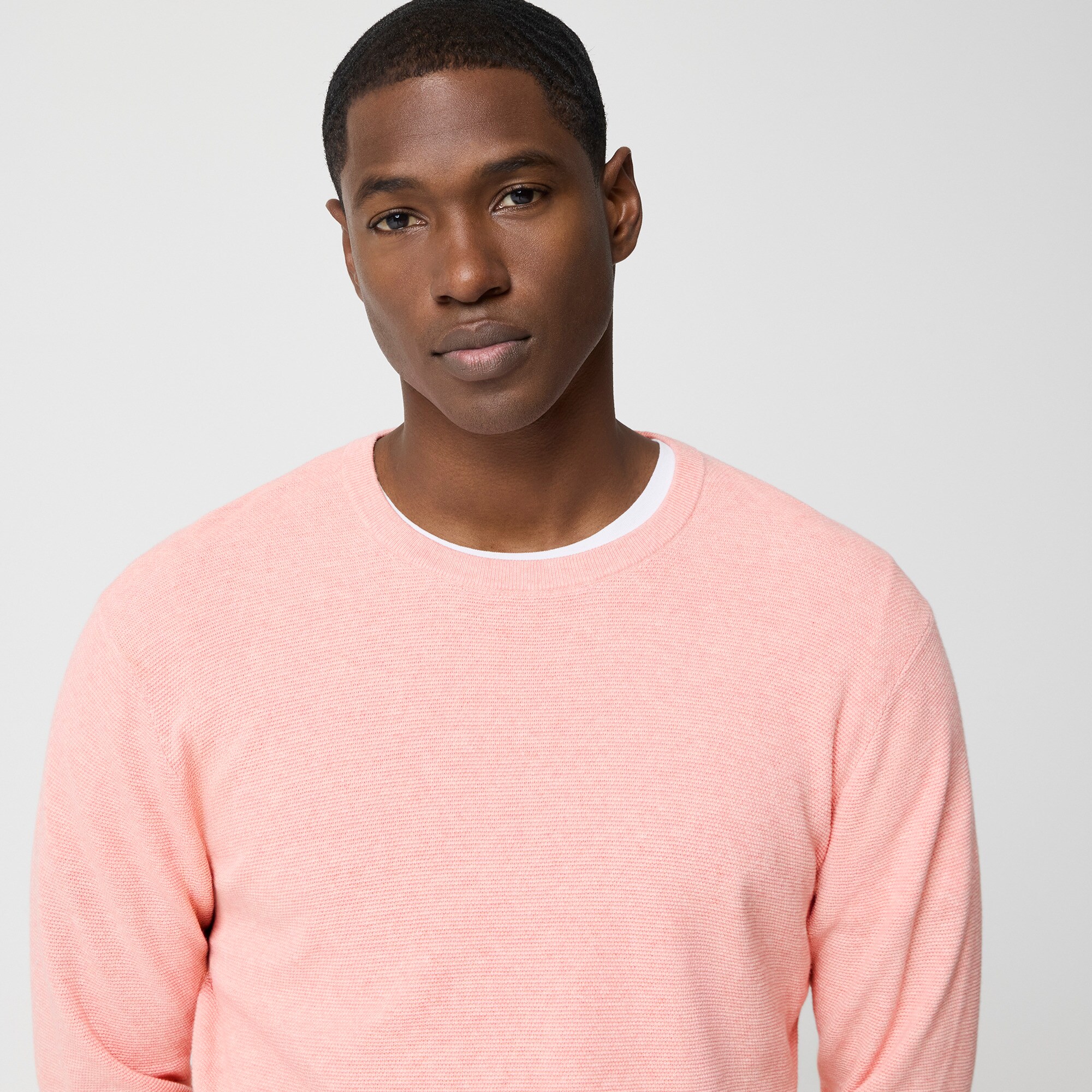 Cotton moss-stitch crewneck sweater