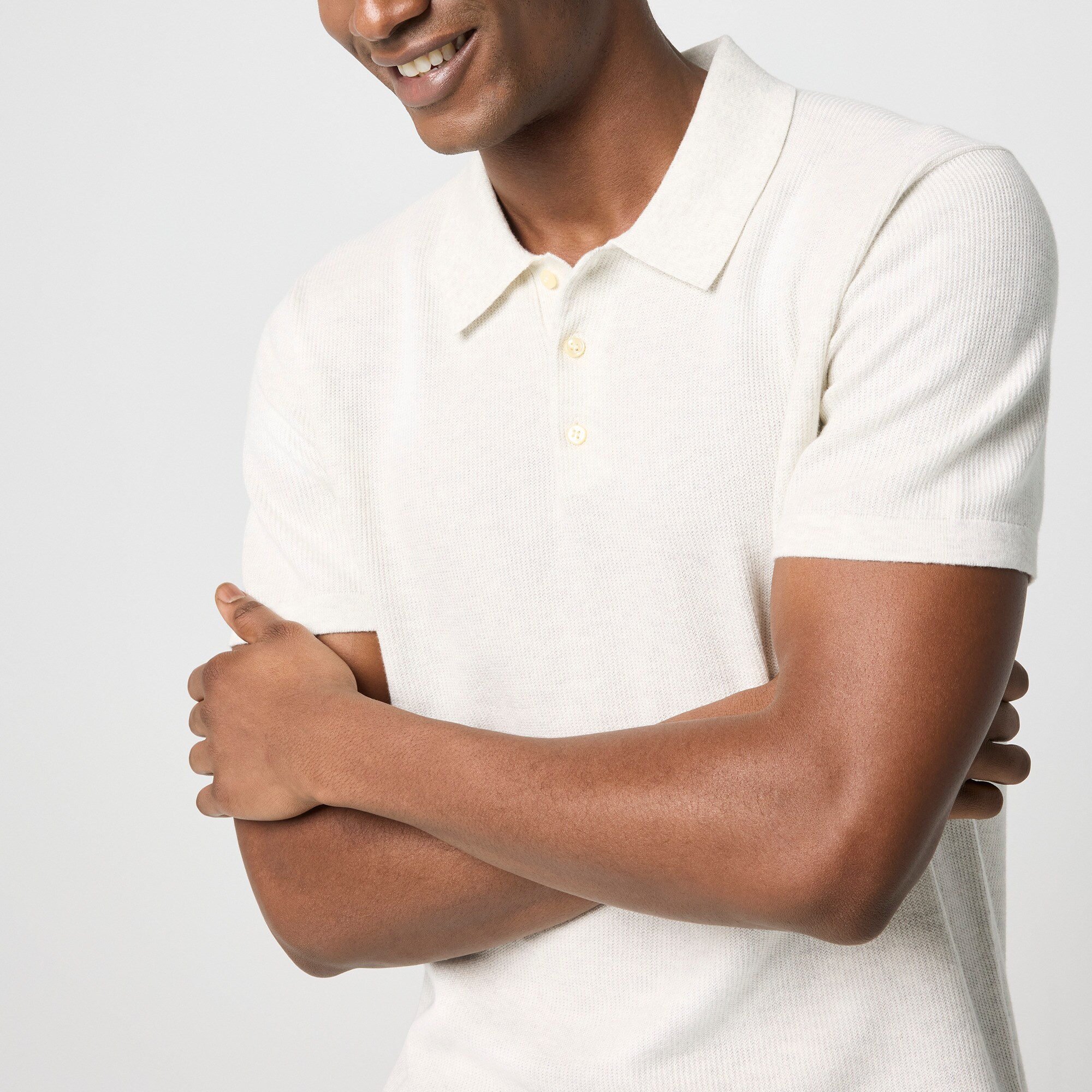 Textured cotton sweater-polo