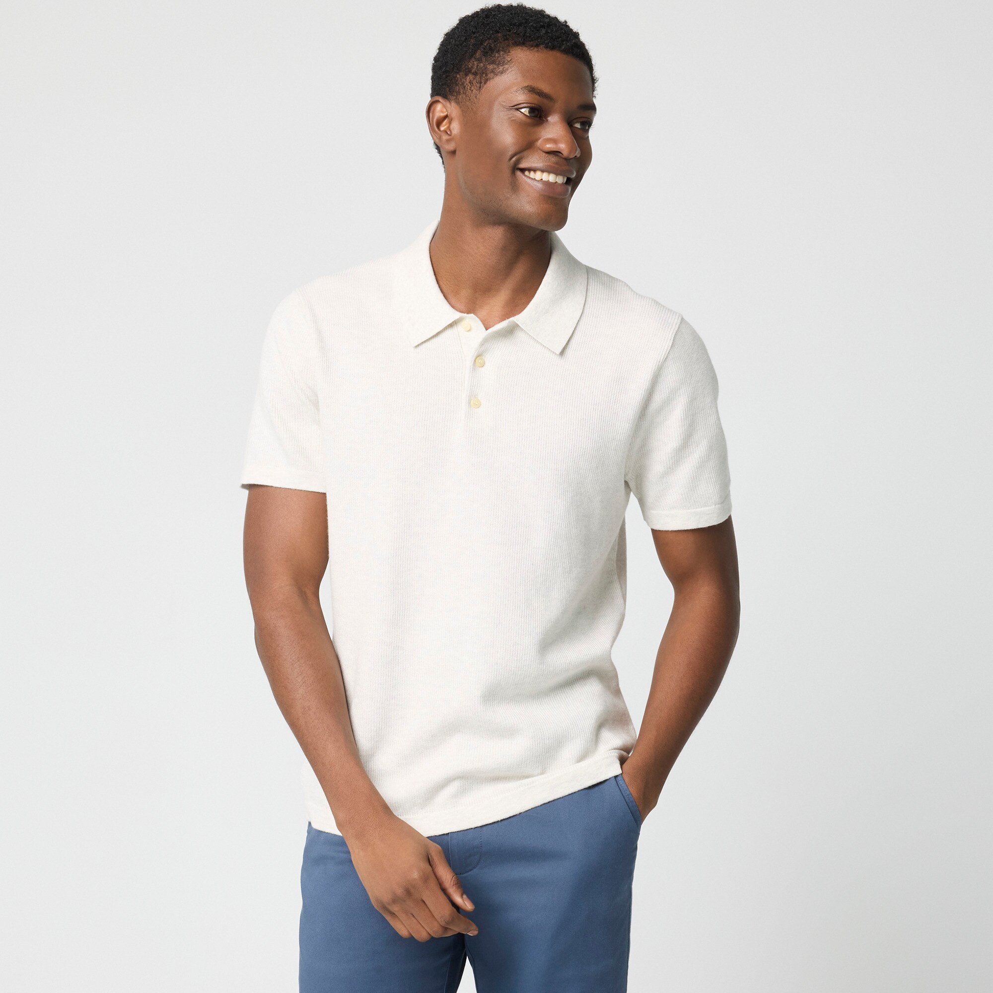 mens Textured cotton sweater-polo