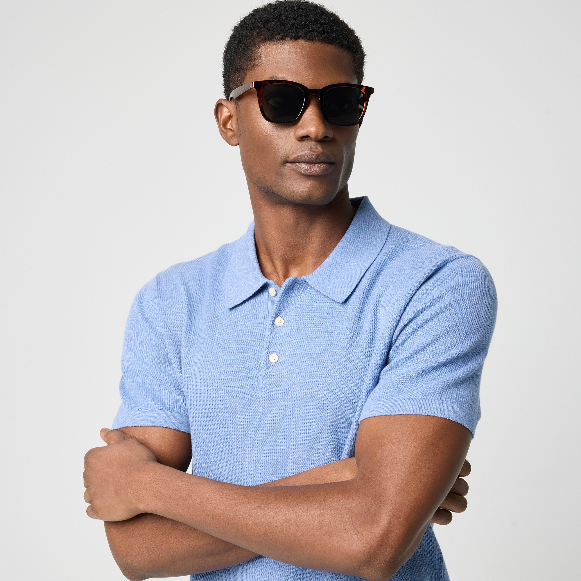 Textured cotton sweater-polo