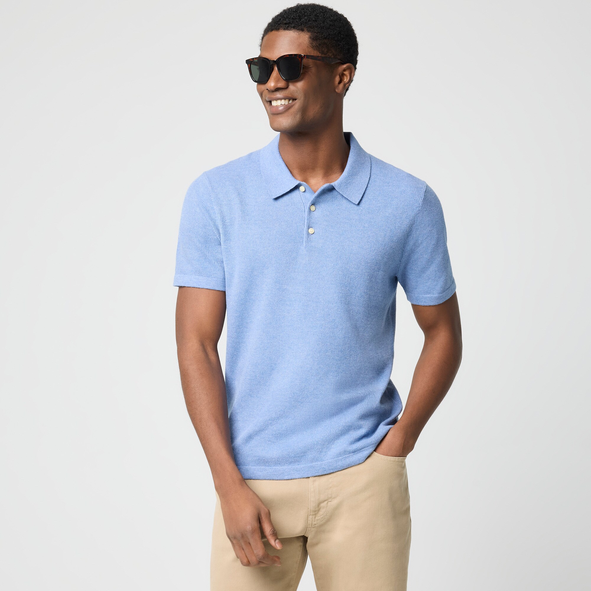  Textured cotton sweater-polo