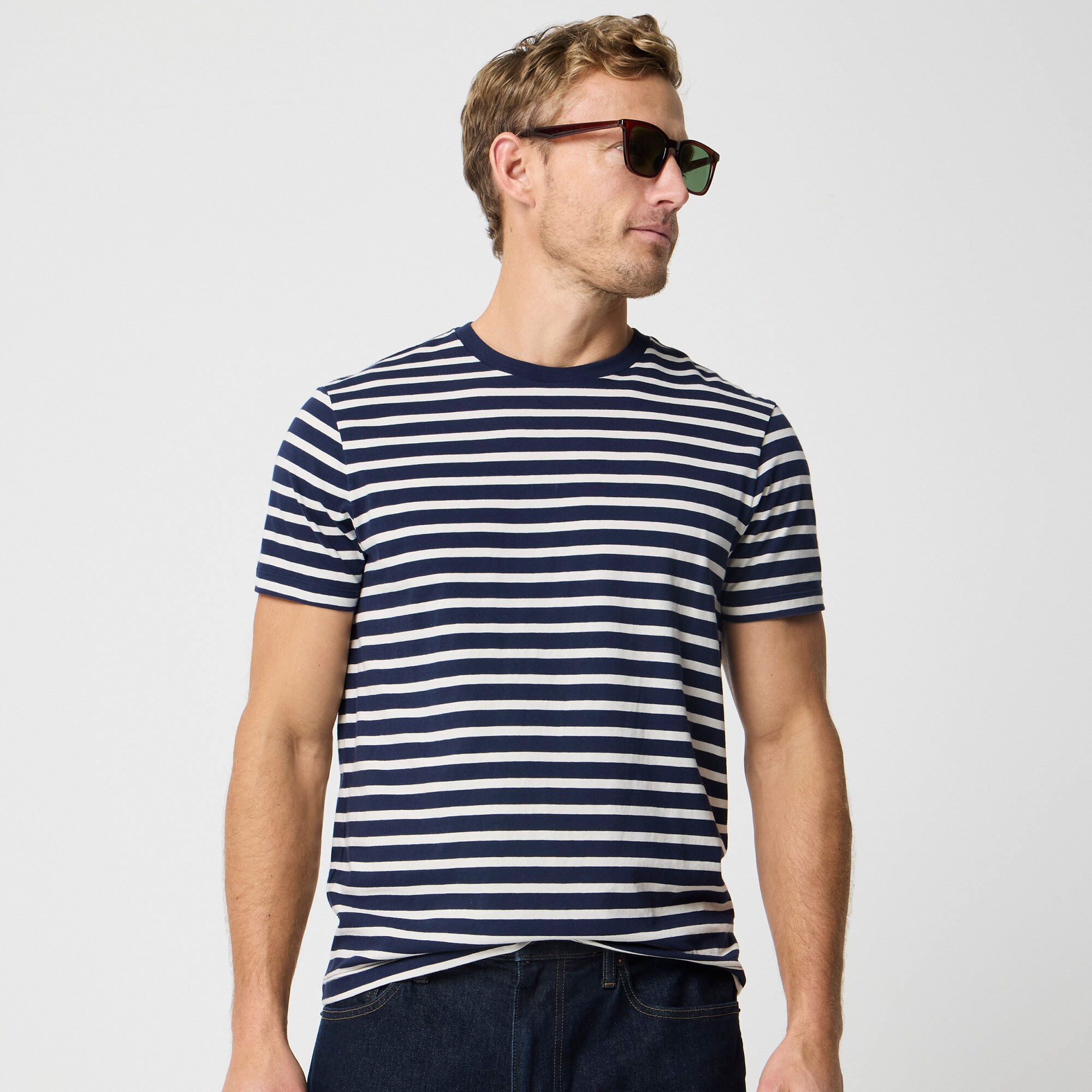 mens Cotton washed striped jersey tee