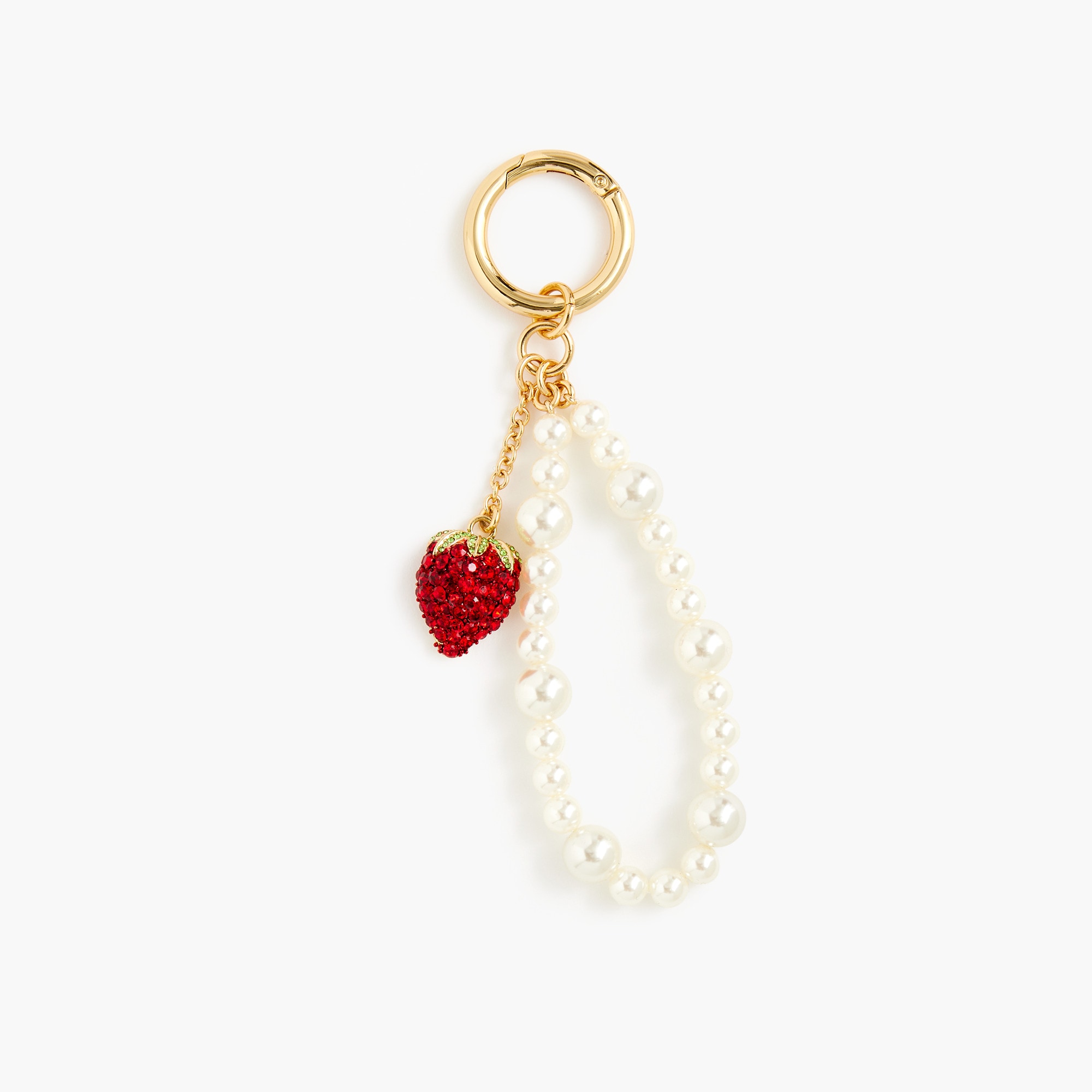womens Strawberry and pearl bag charm