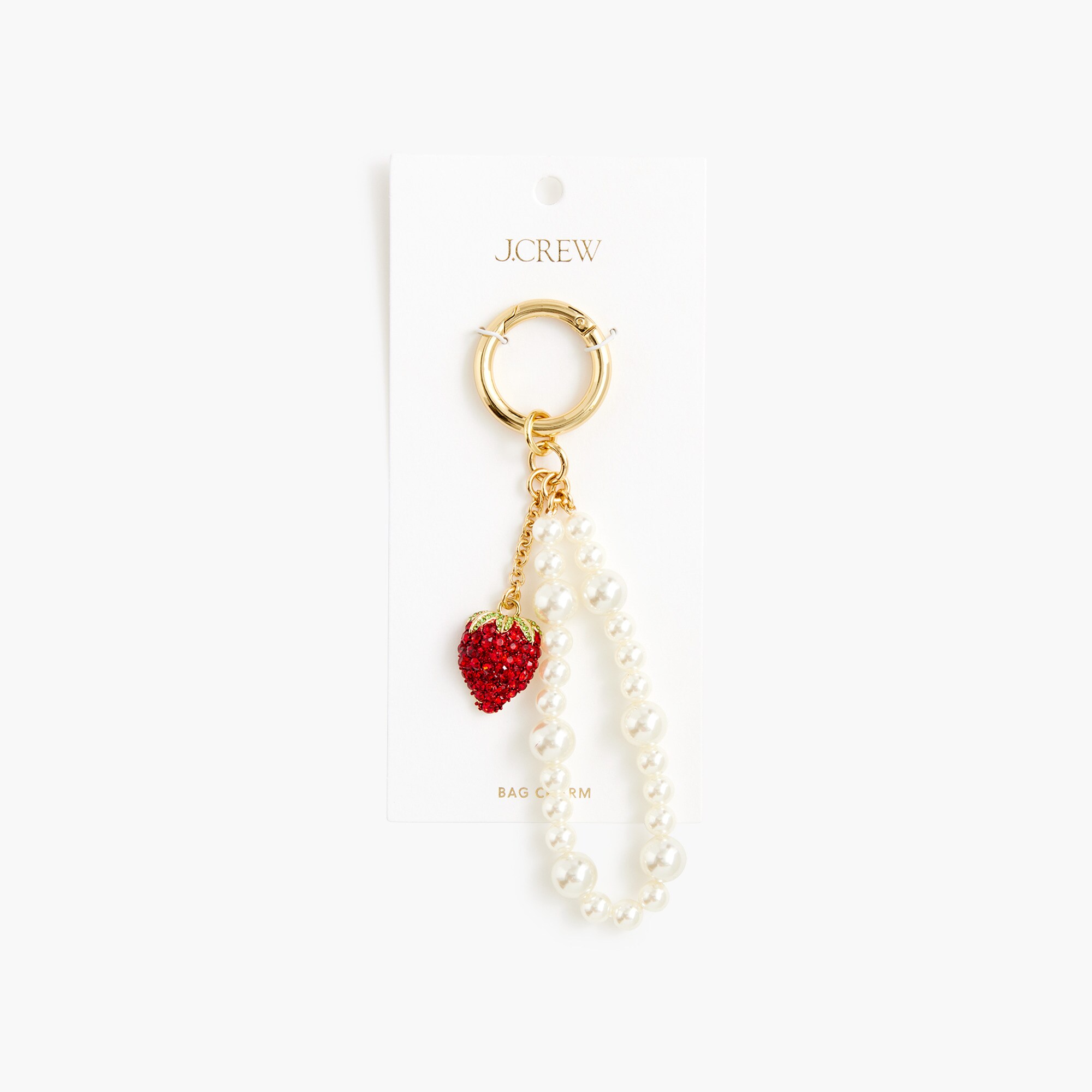 Strawberry And Pearl Bag Charm For Women | Factory