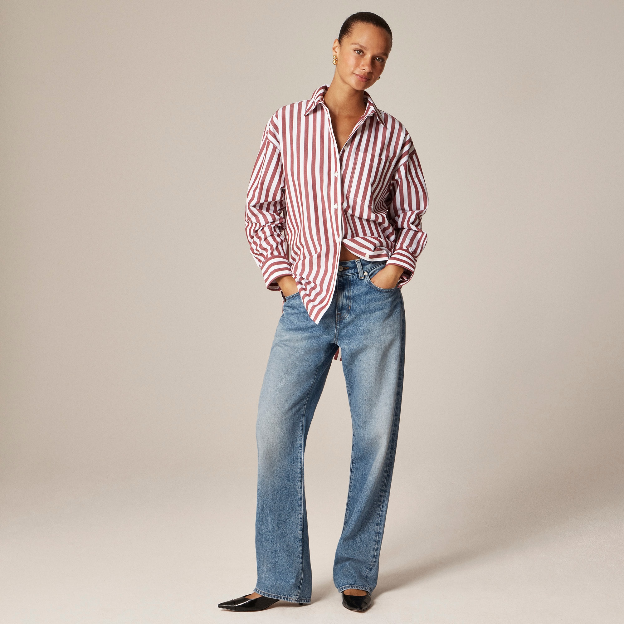  &Eacute;tienne oversized shirt in striped lightweight oxford