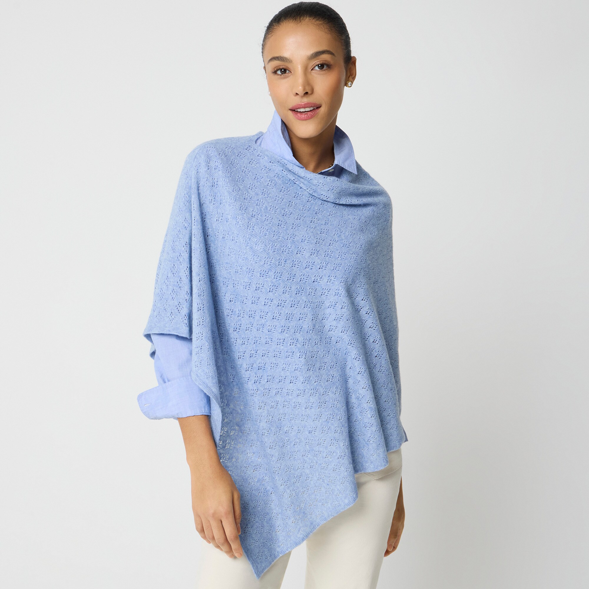 womens Pointelle poncho