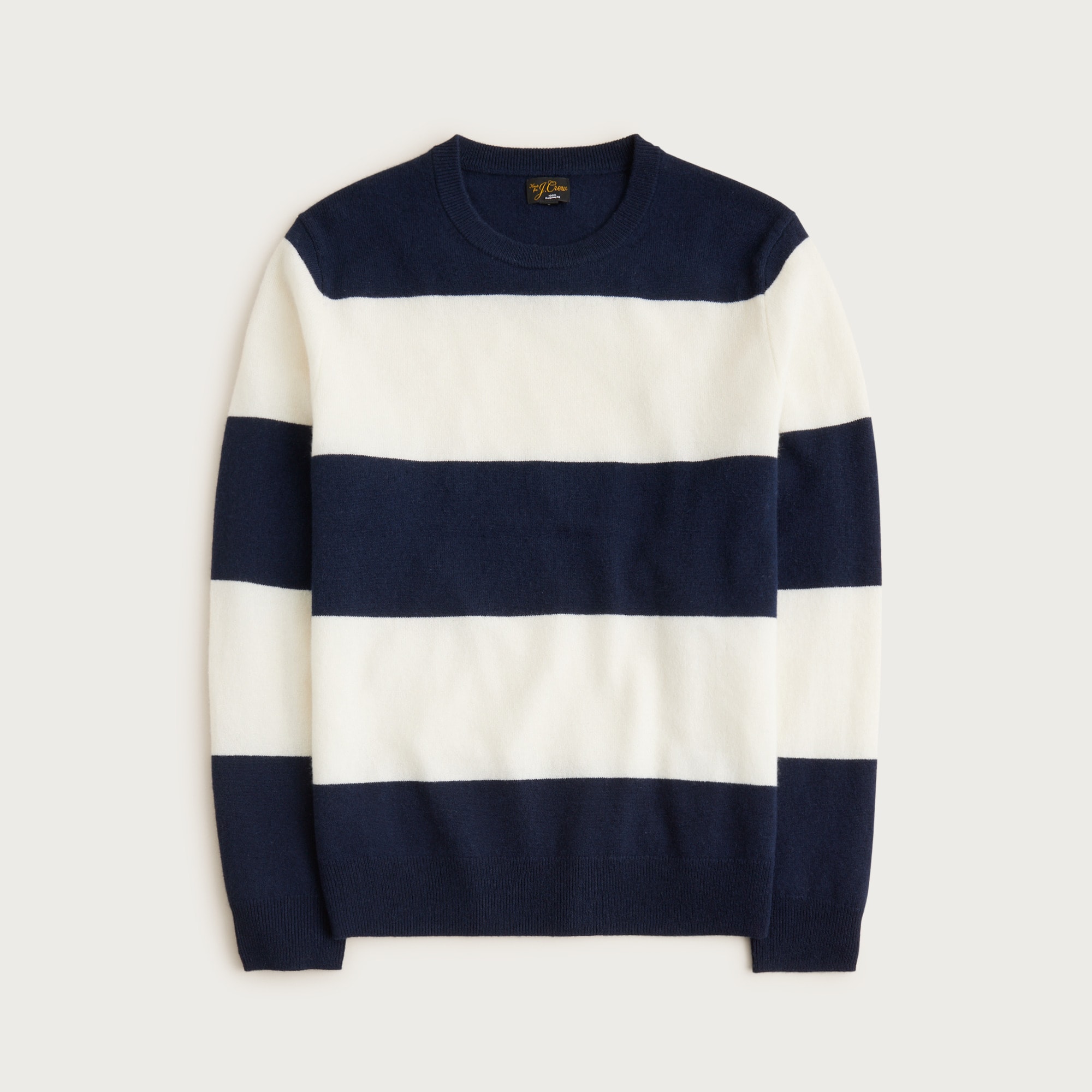 Cashmere crewneck sweater in rugby stripe