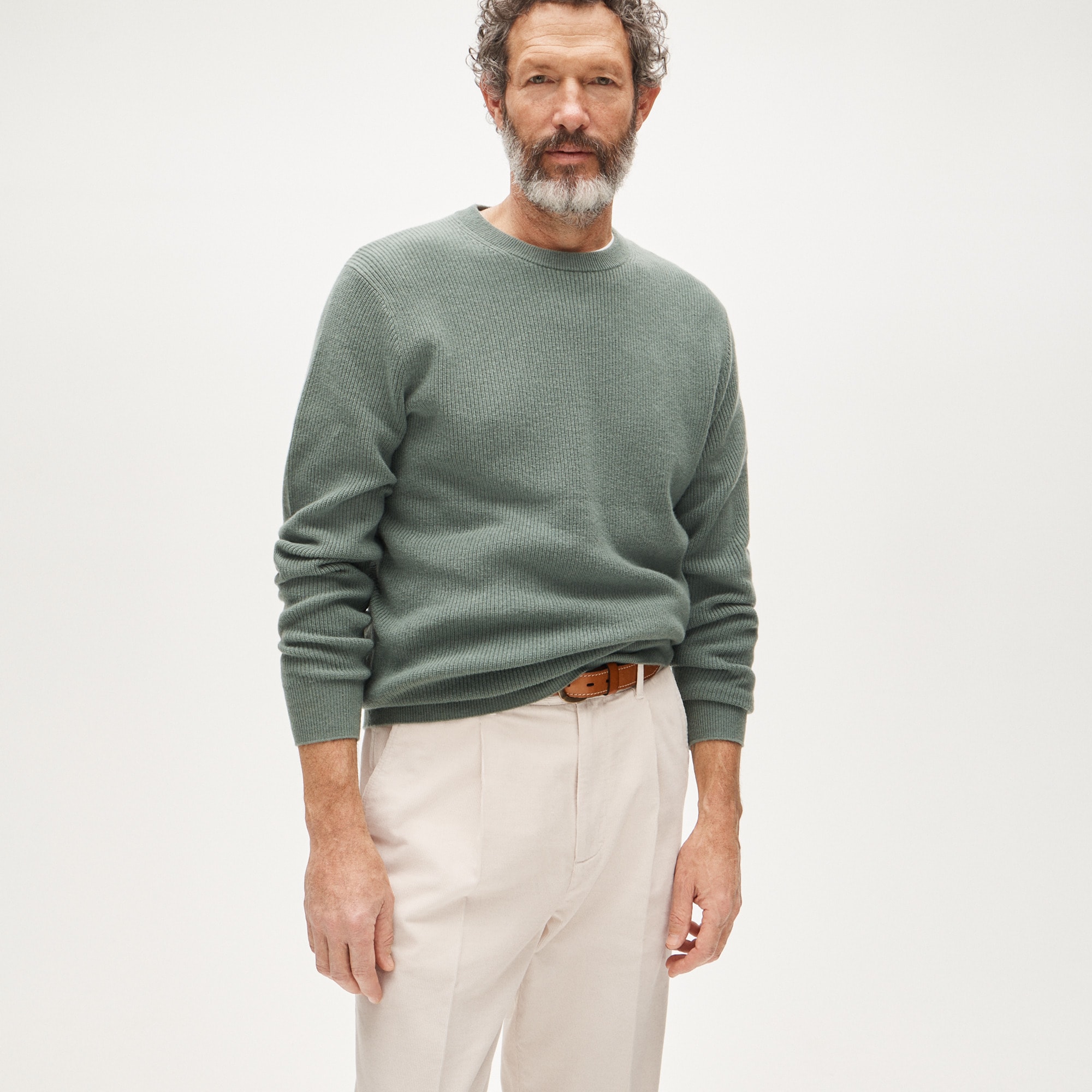 Cashmere rib-knit crewneck sweater