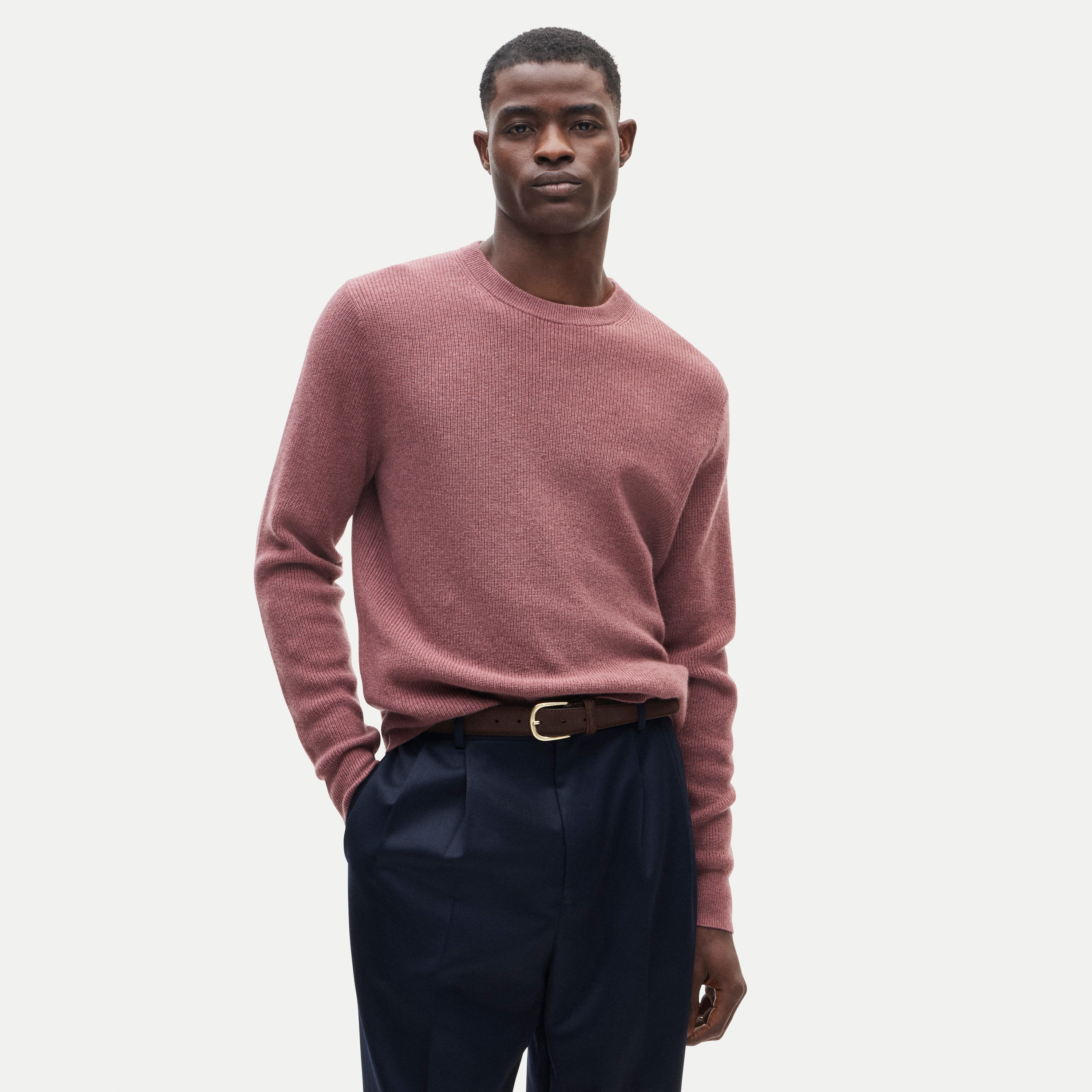Cashmere rib-knit crewneck sweater