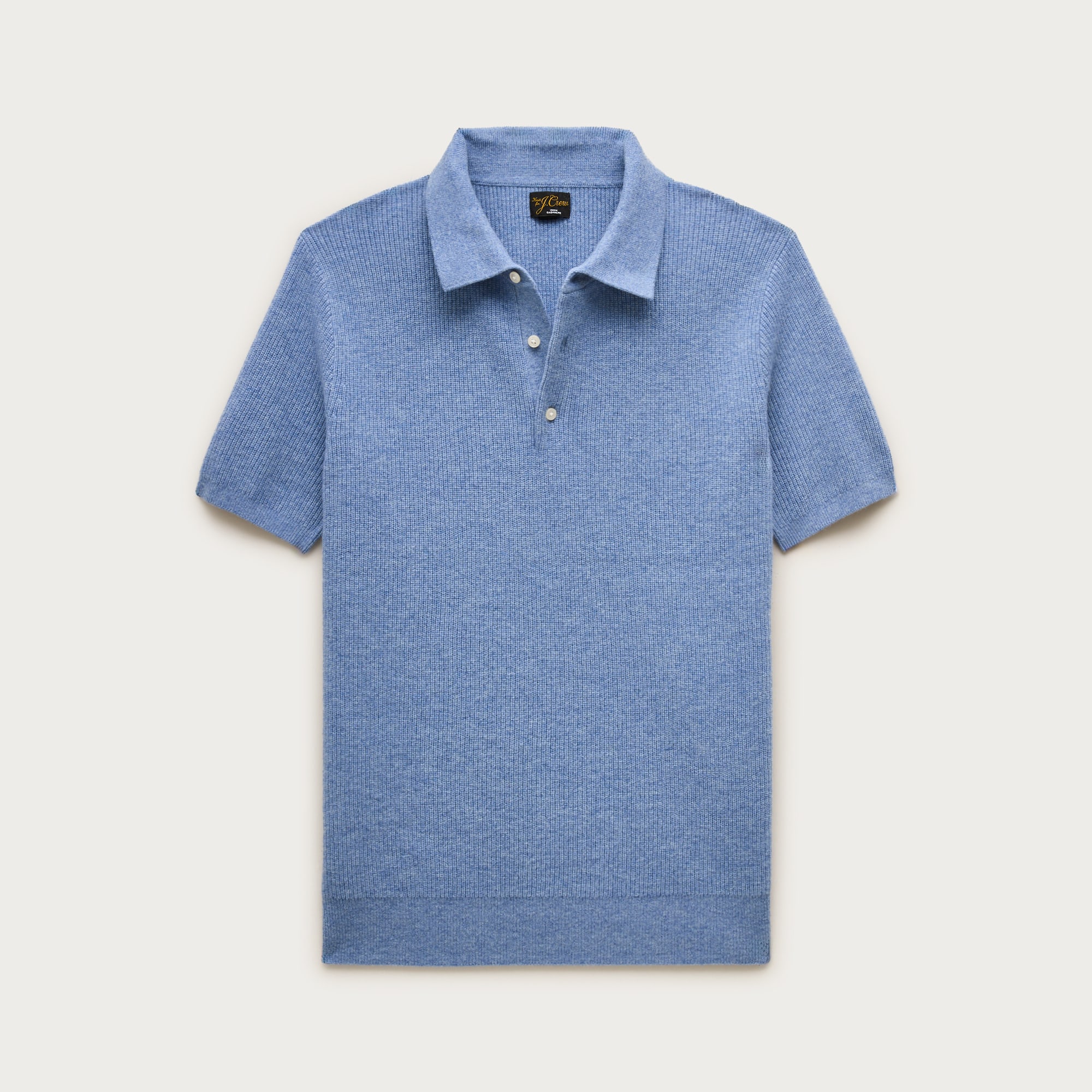 mens Short-sleeve cashmere rib-knit sweater-polo