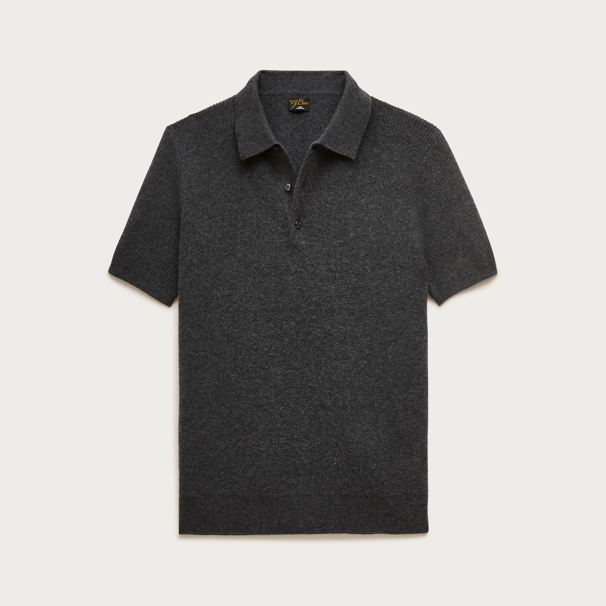 Short-sleeve cashmere rib-knit sweater-polo