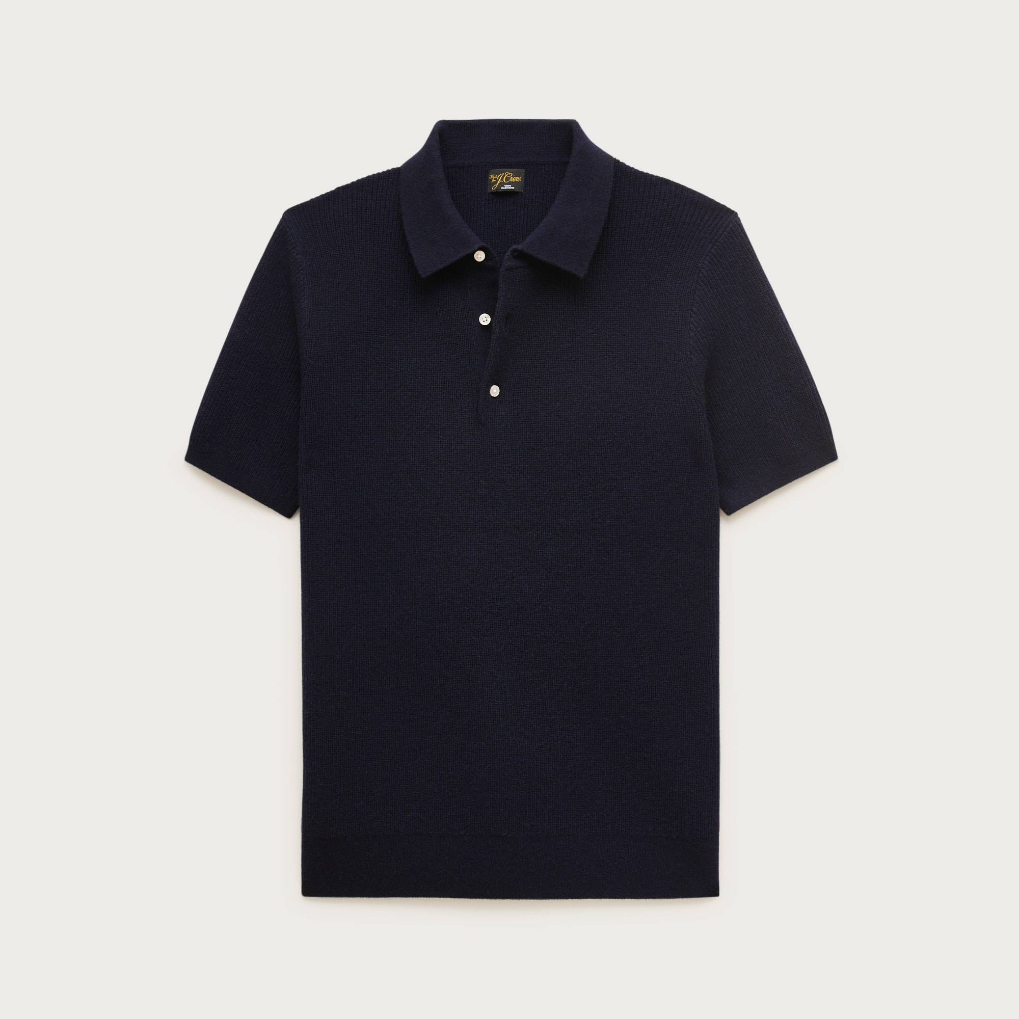 Short-sleeve cashmere rib-knit sweater-polo