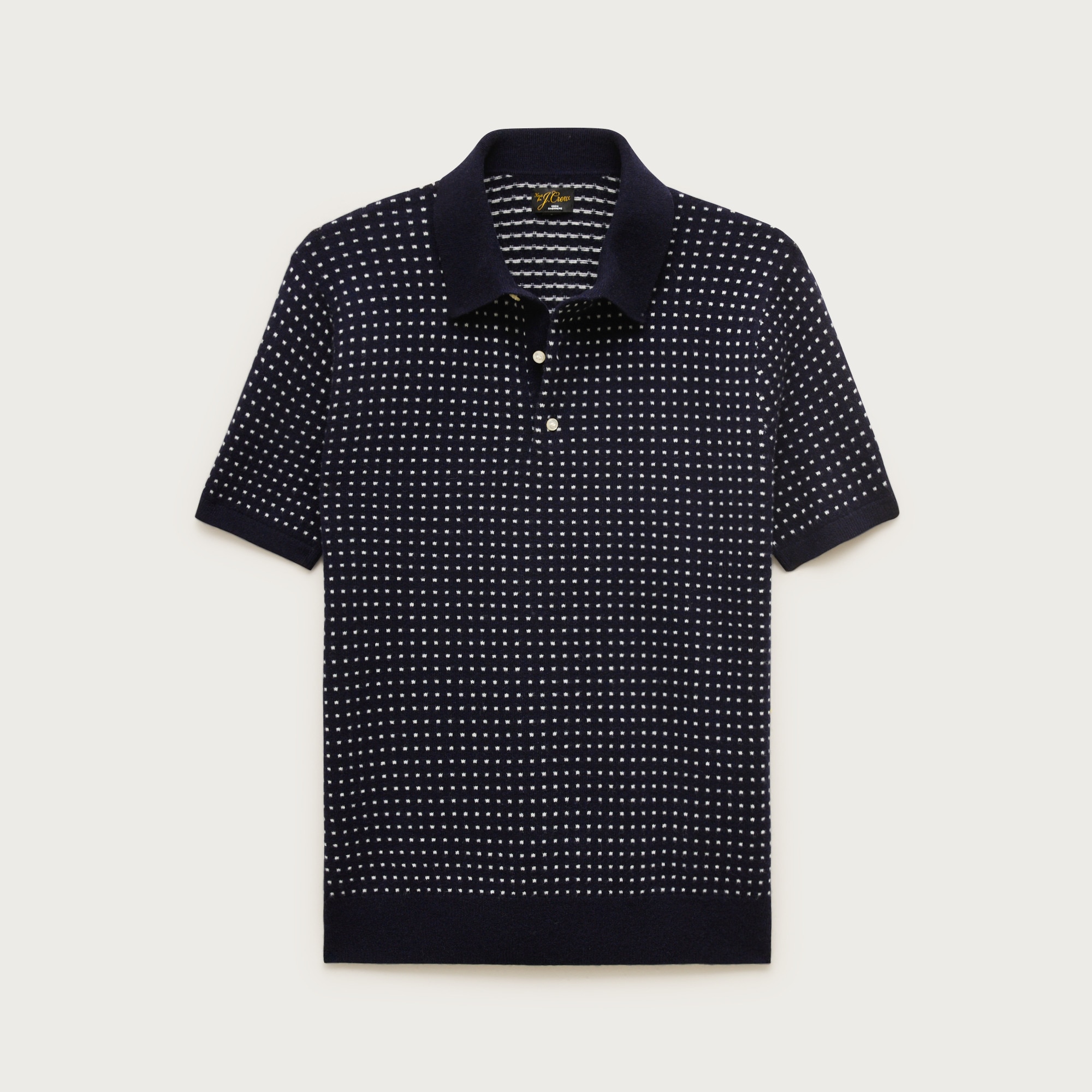 Short-sleeve cashmere sweater-polo in dot