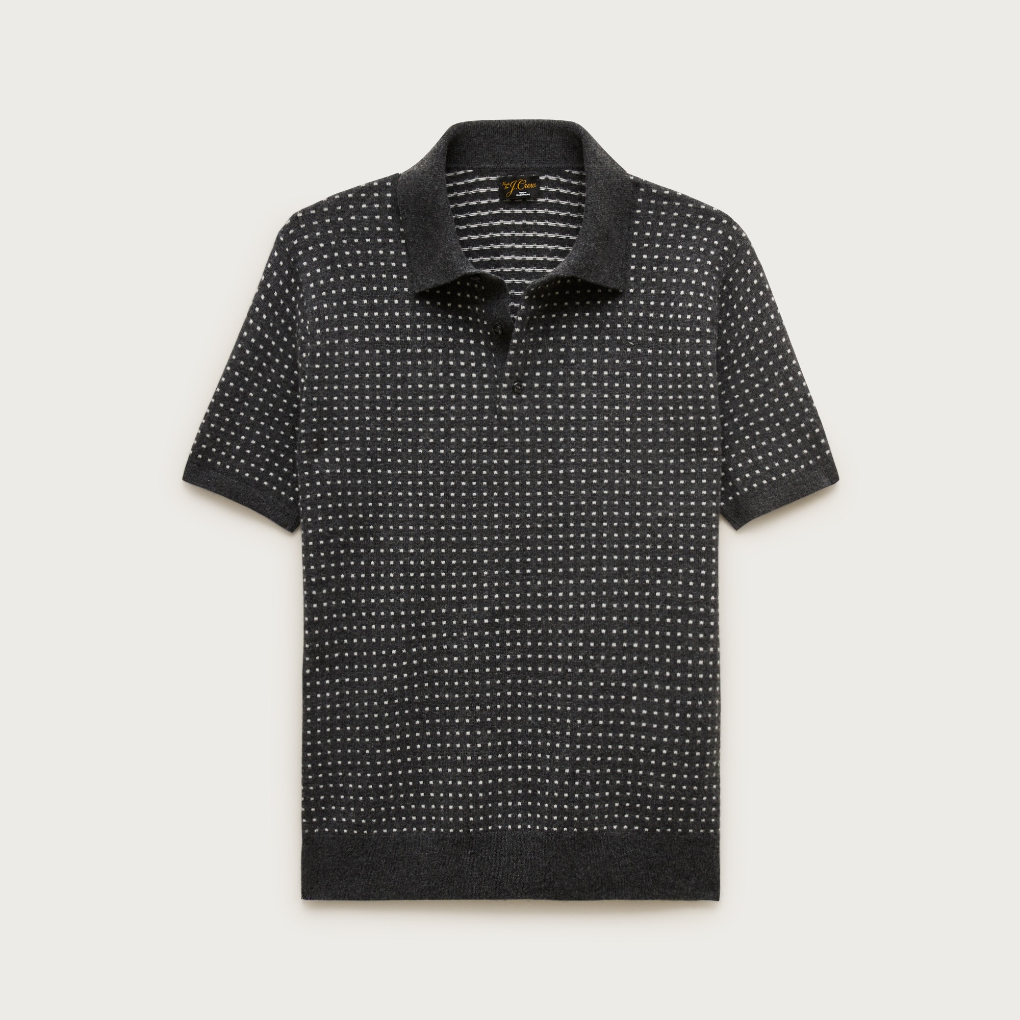 Short-sleeve cashmere sweater-polo in dot