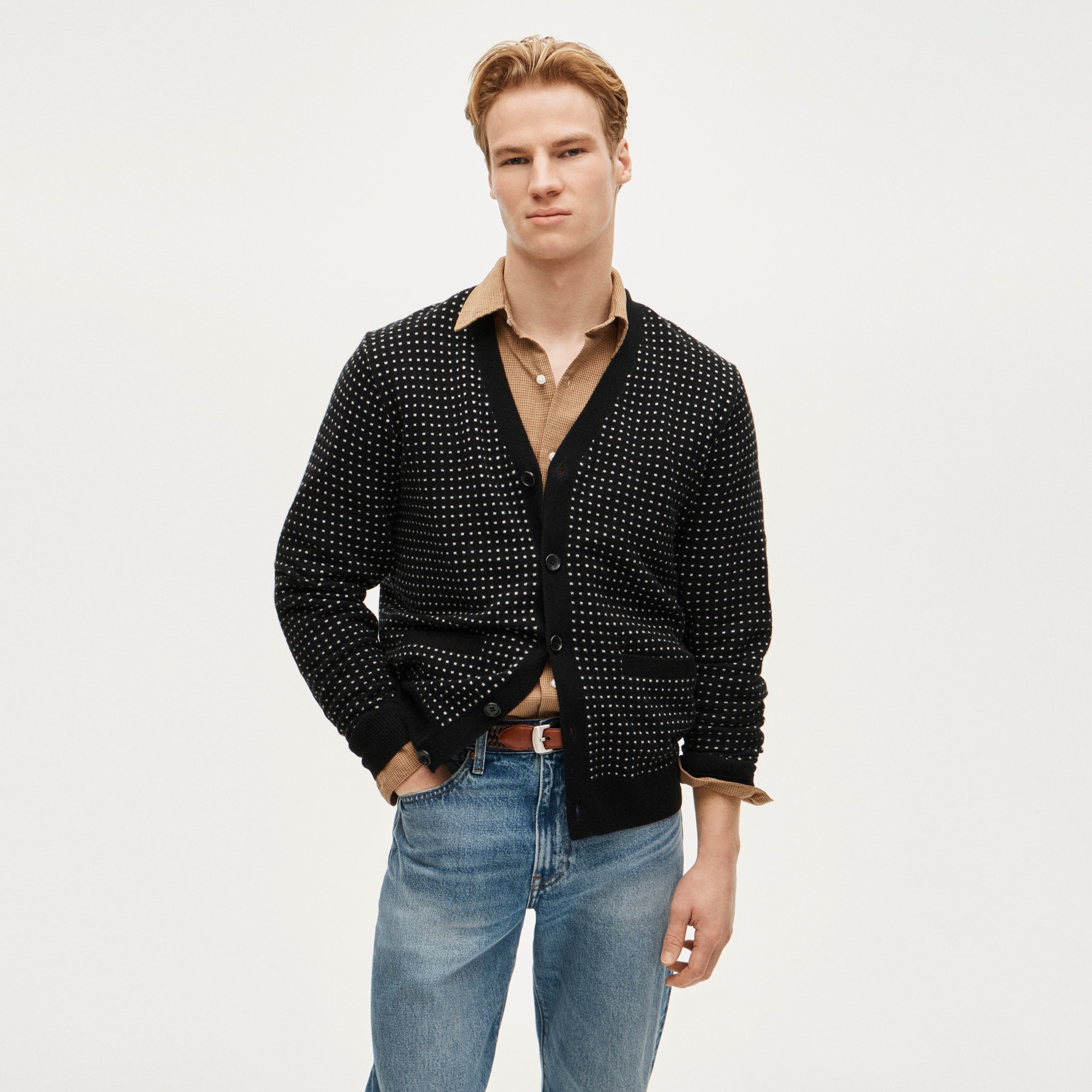 Cashmere Cardigan In Dot For Men | J.Crew