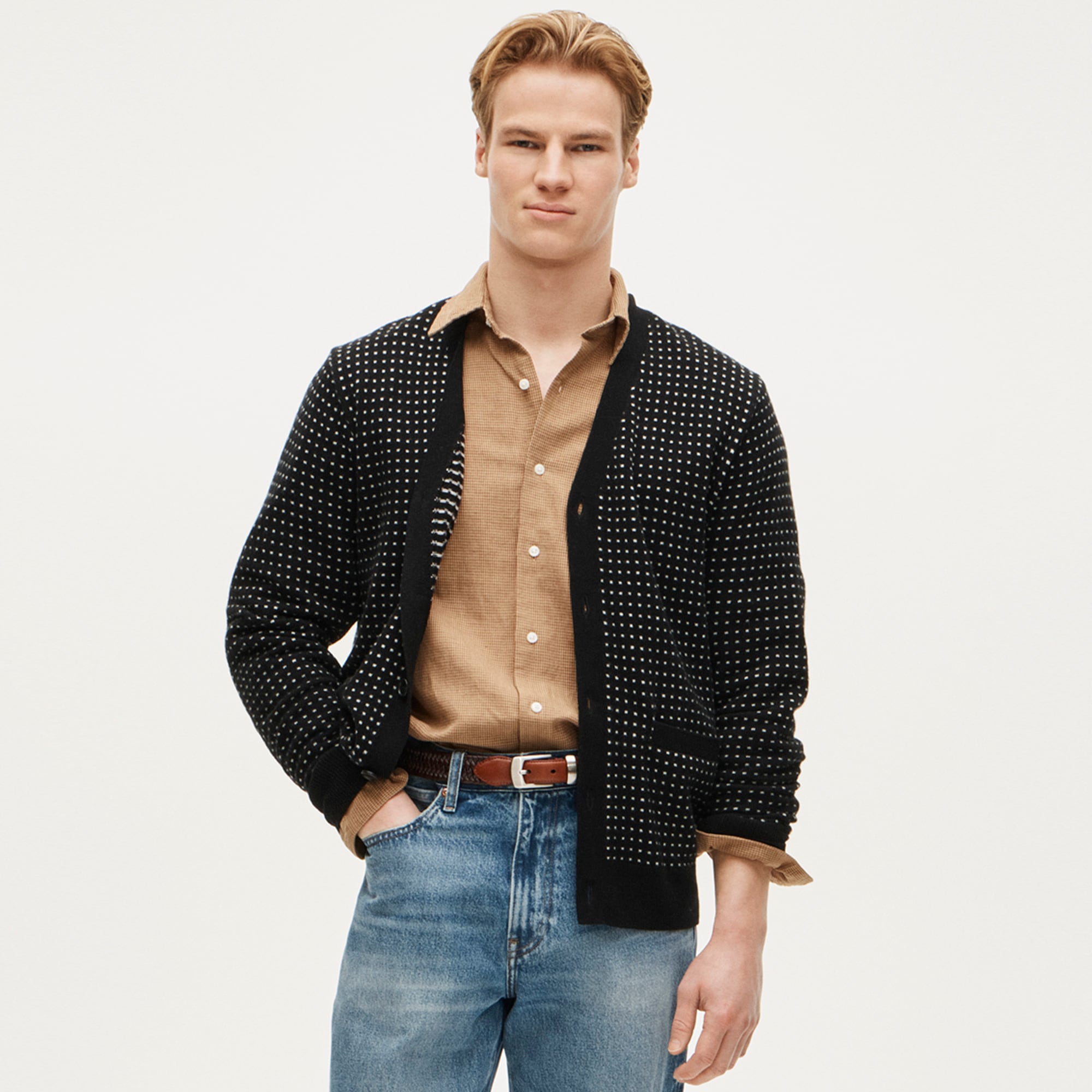 mens Cashmere cardigan in dot