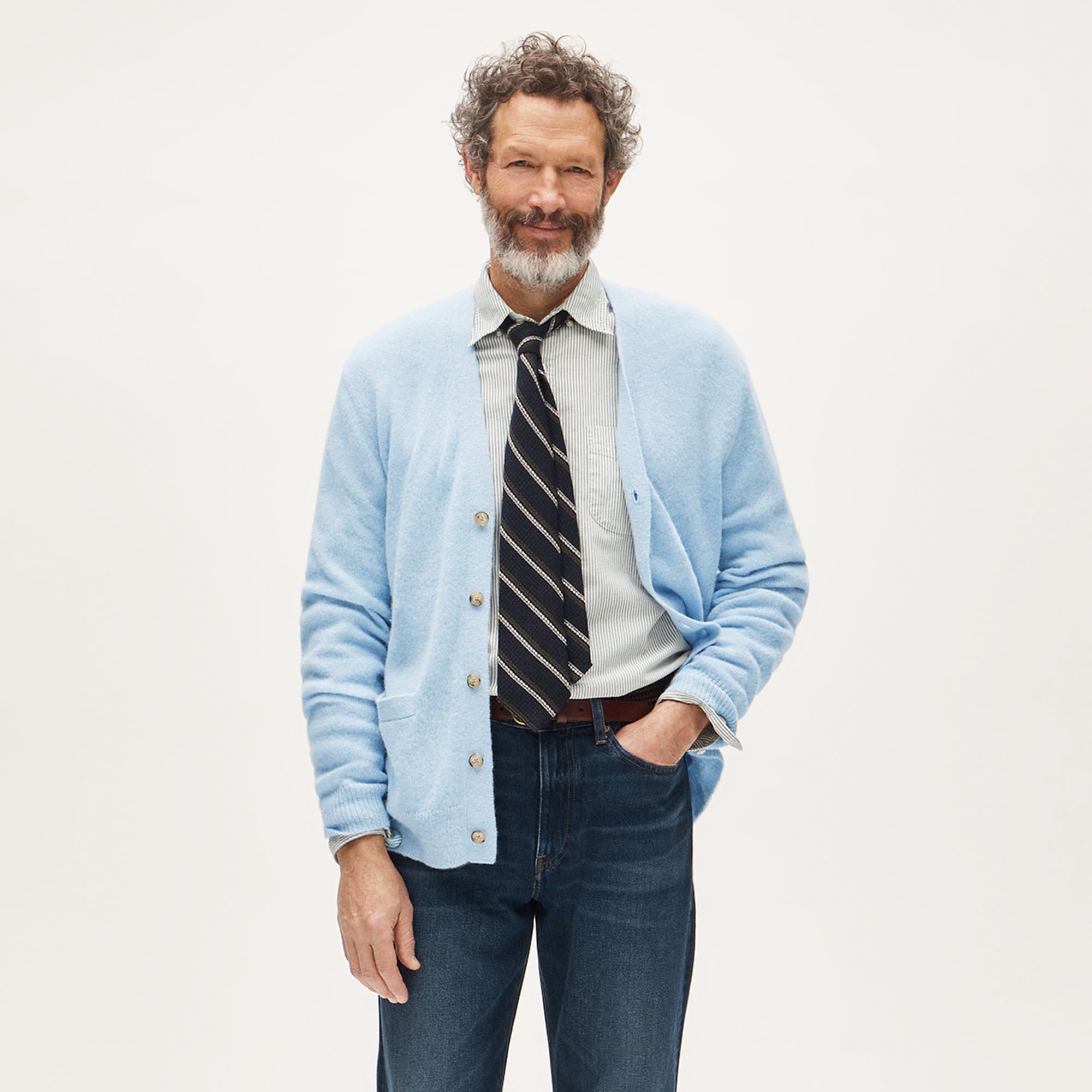 Alpaca-blend V-neck cardigan