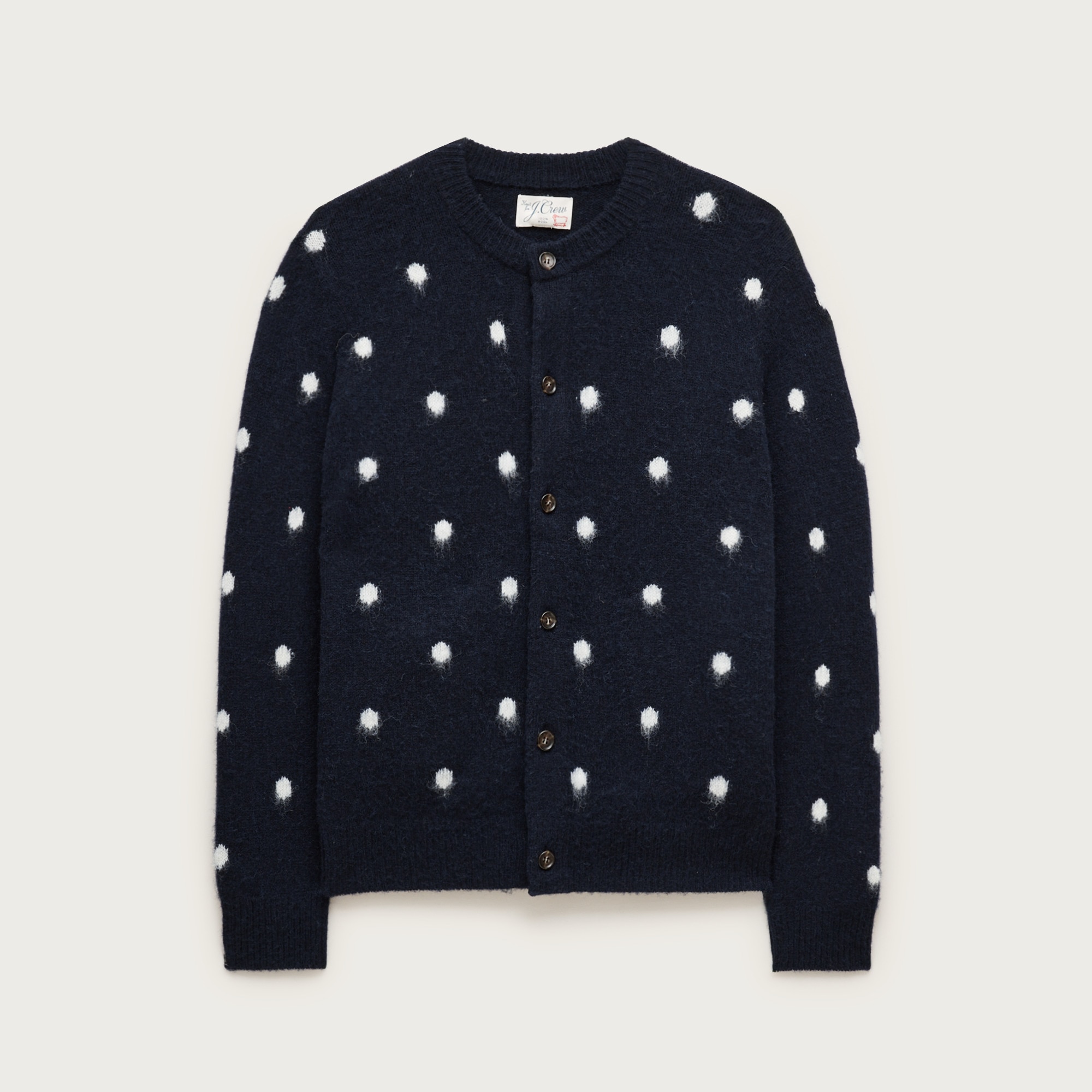Brushed wool cardigan in polka dot