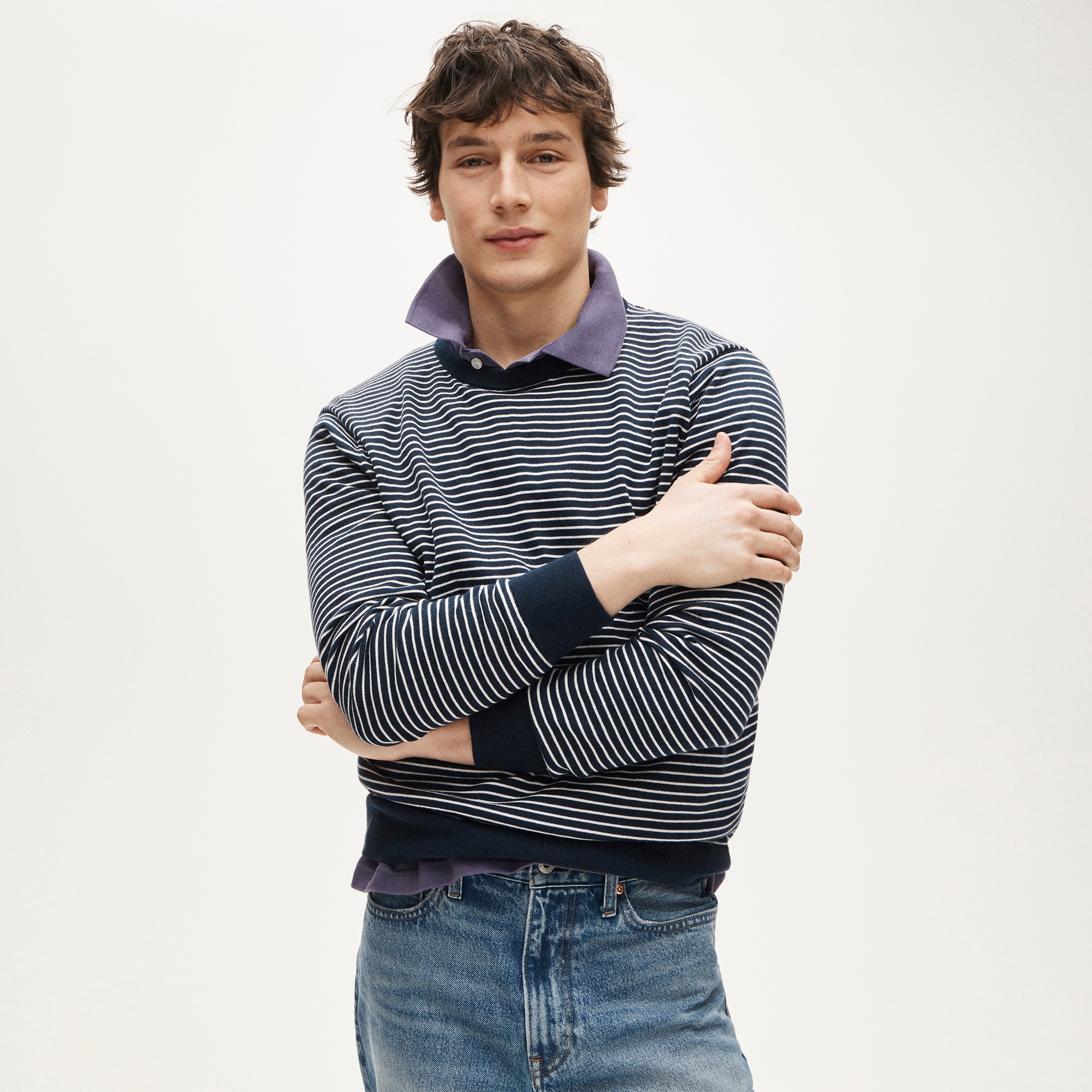 Pima cotton sweater in stripe