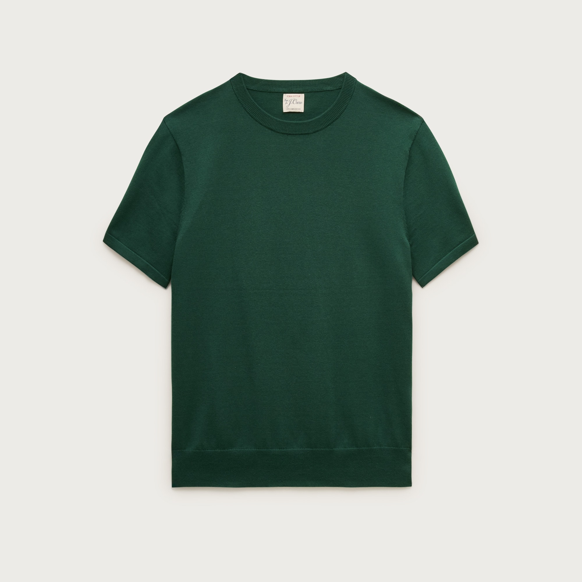 Short-sleeve crewneck sweater in Pima cotton