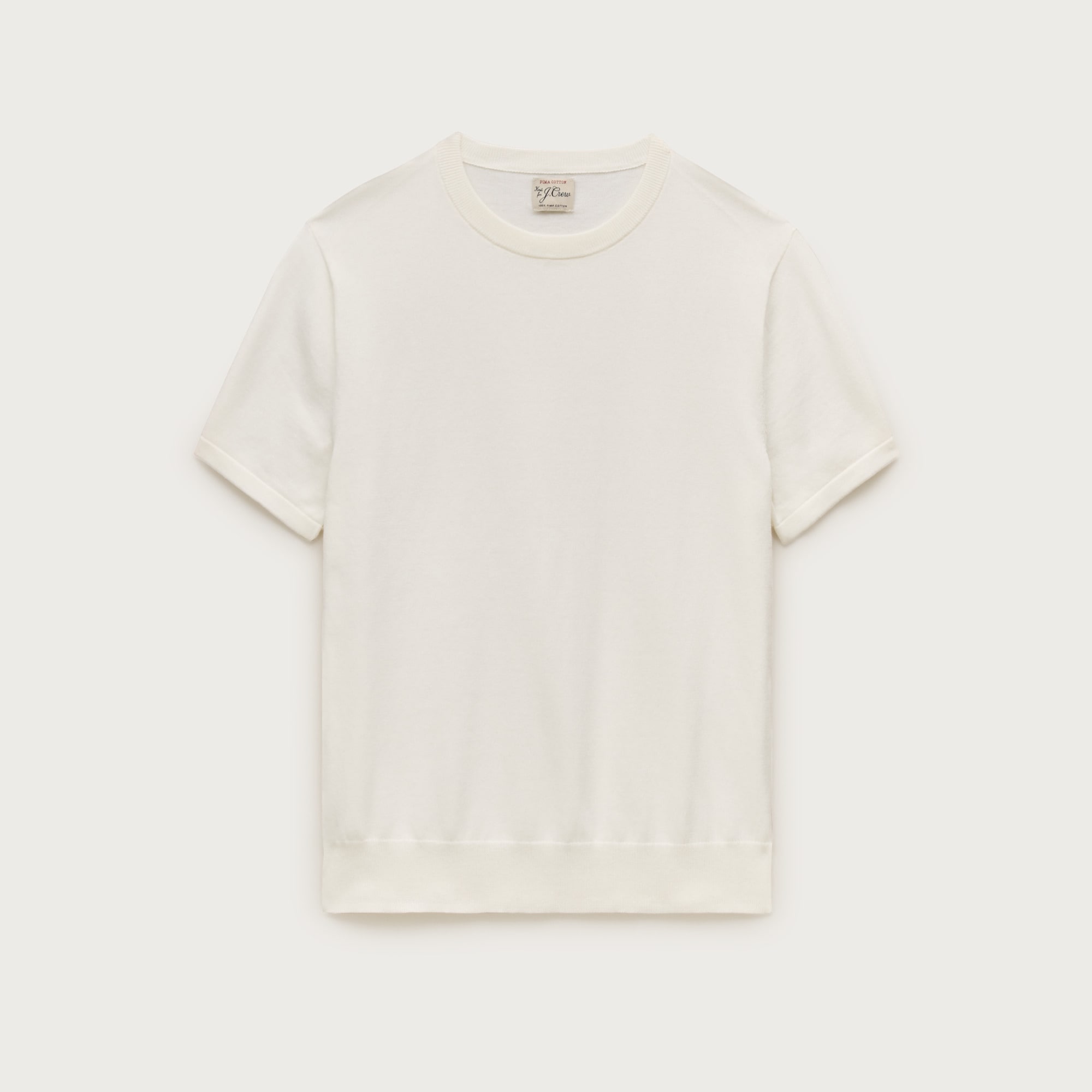 Short-sleeve crewneck sweater in Pima cotton