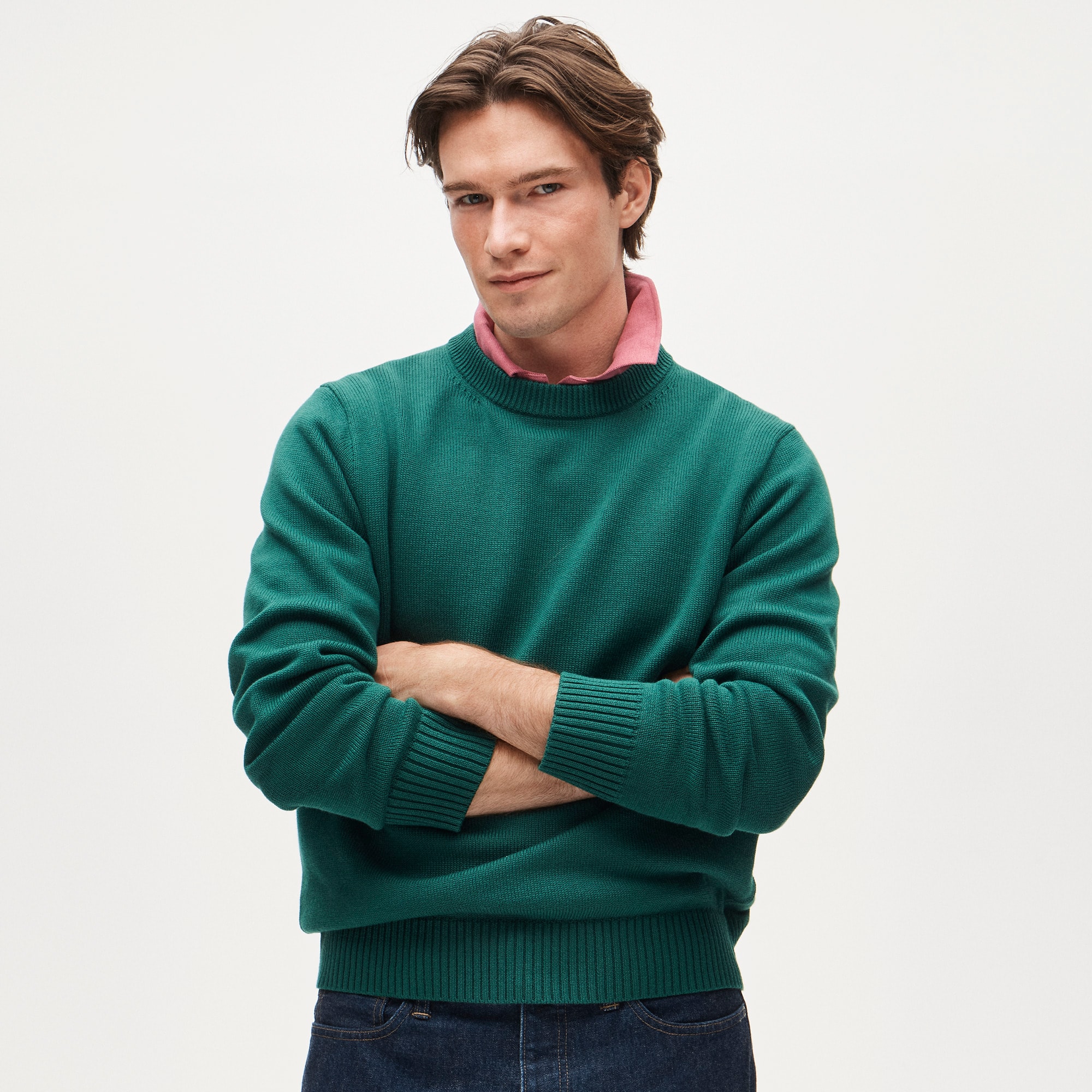 green dress sweater men Inis Mor Aran Crew Neck Sweater | Premium Irish Wool