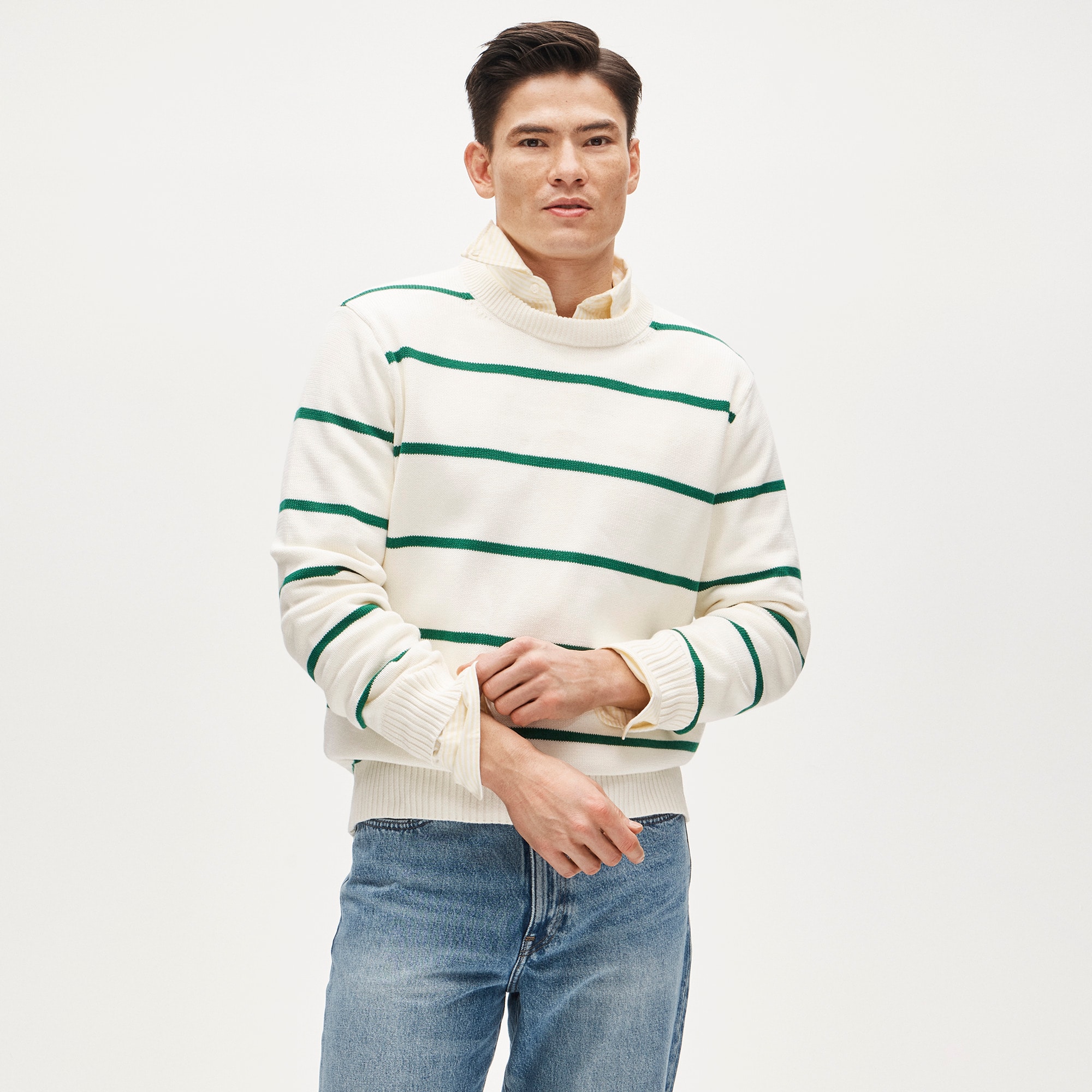 mens Heritage cotton sweater in stripe