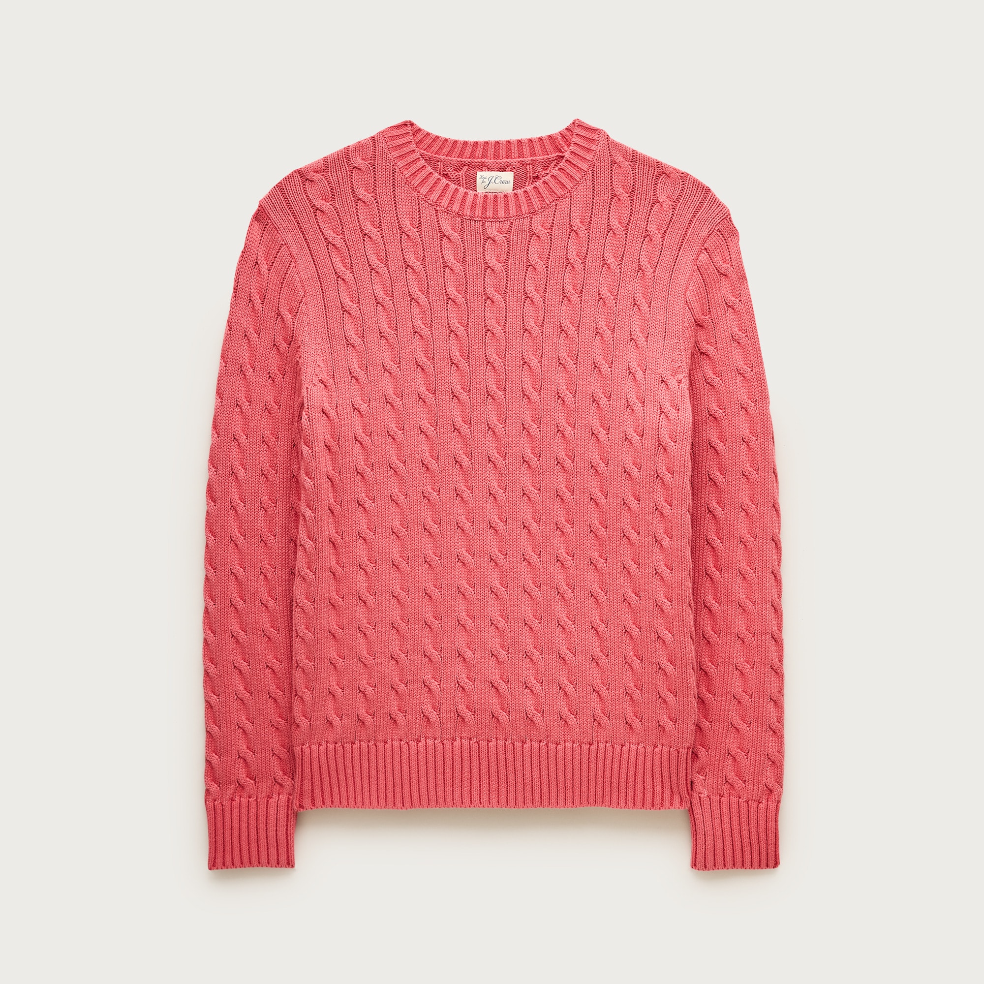Garment-dyed cable-knit cotton sweater