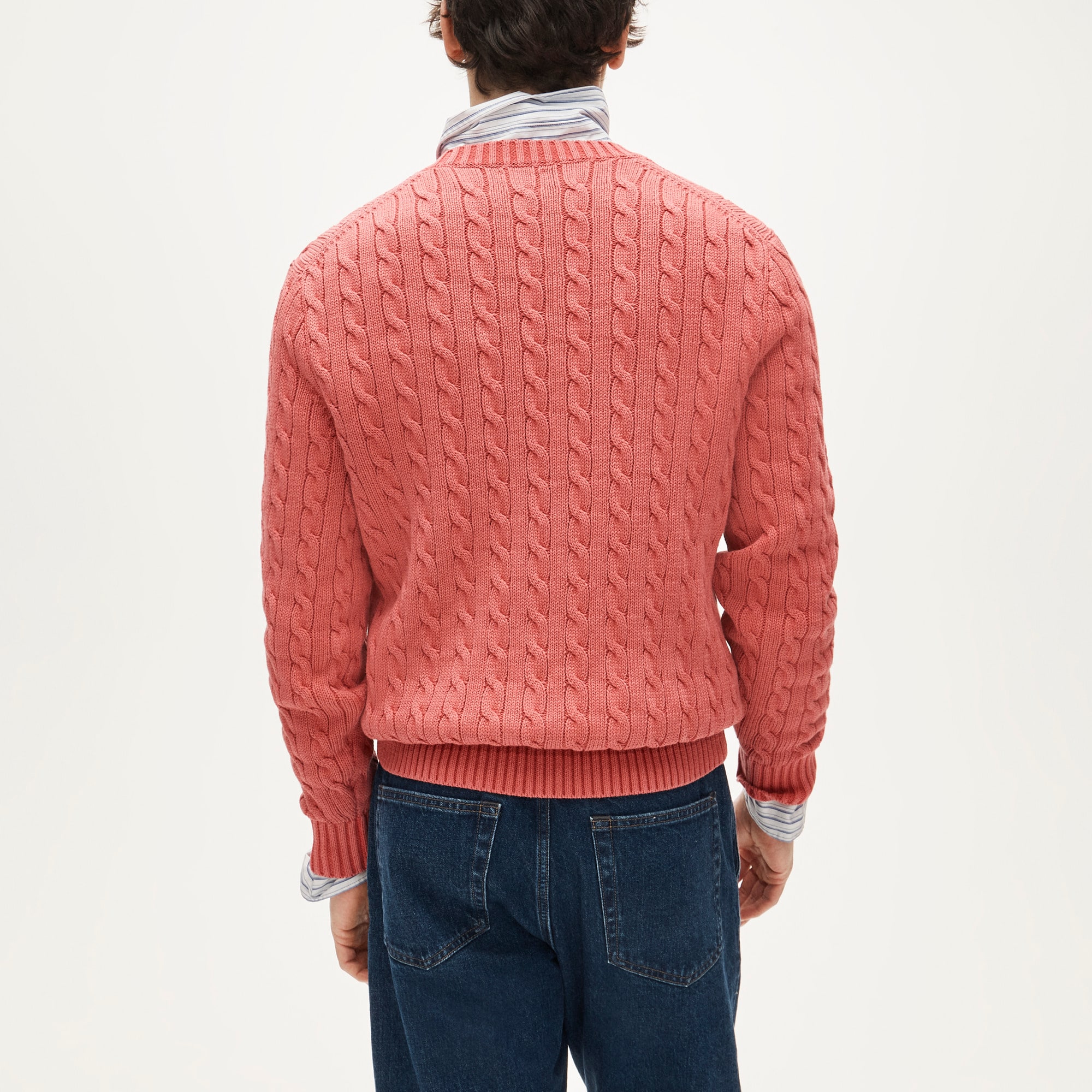 Garment-dyed cable-knit cotton sweater