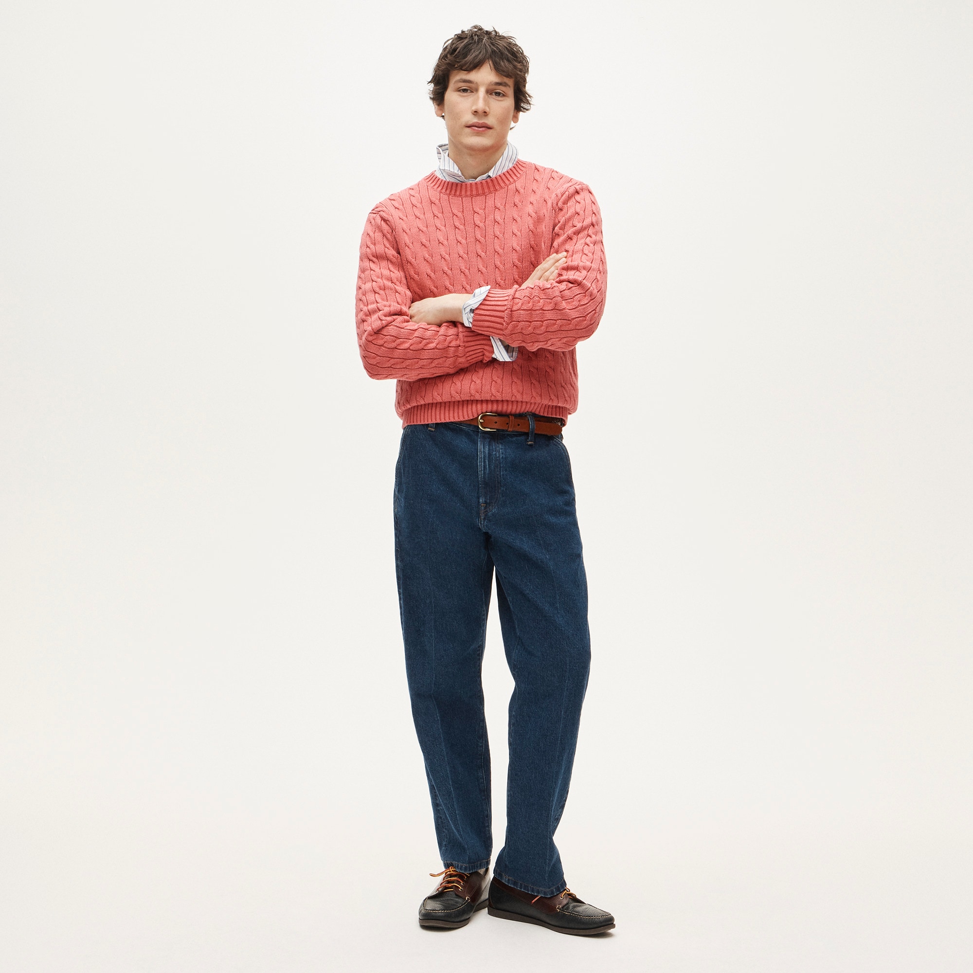 Garment-dyed Cable-knit Cotton Sweater For Men | J.Crew