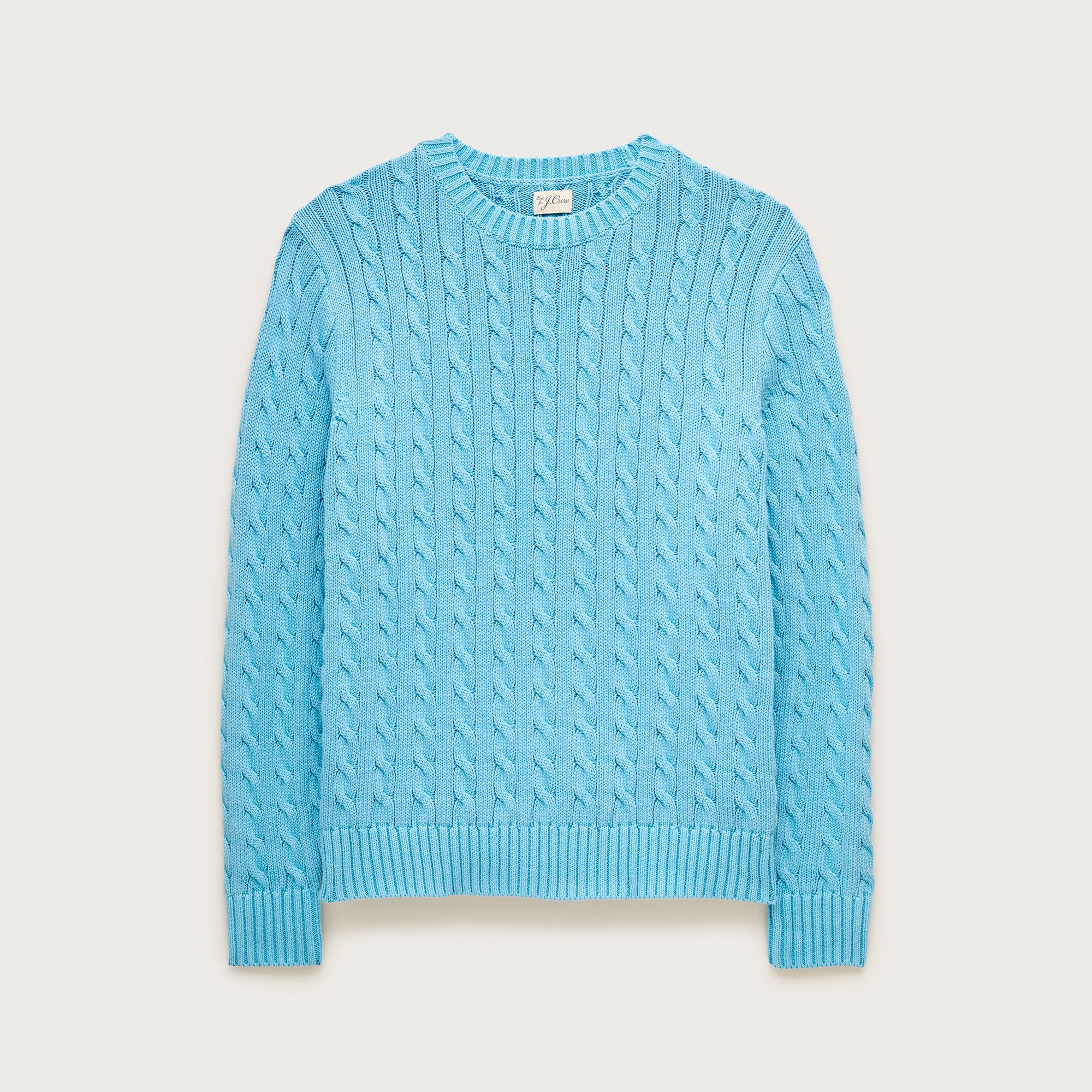 Garment-dyed cable-knit cotton sweater