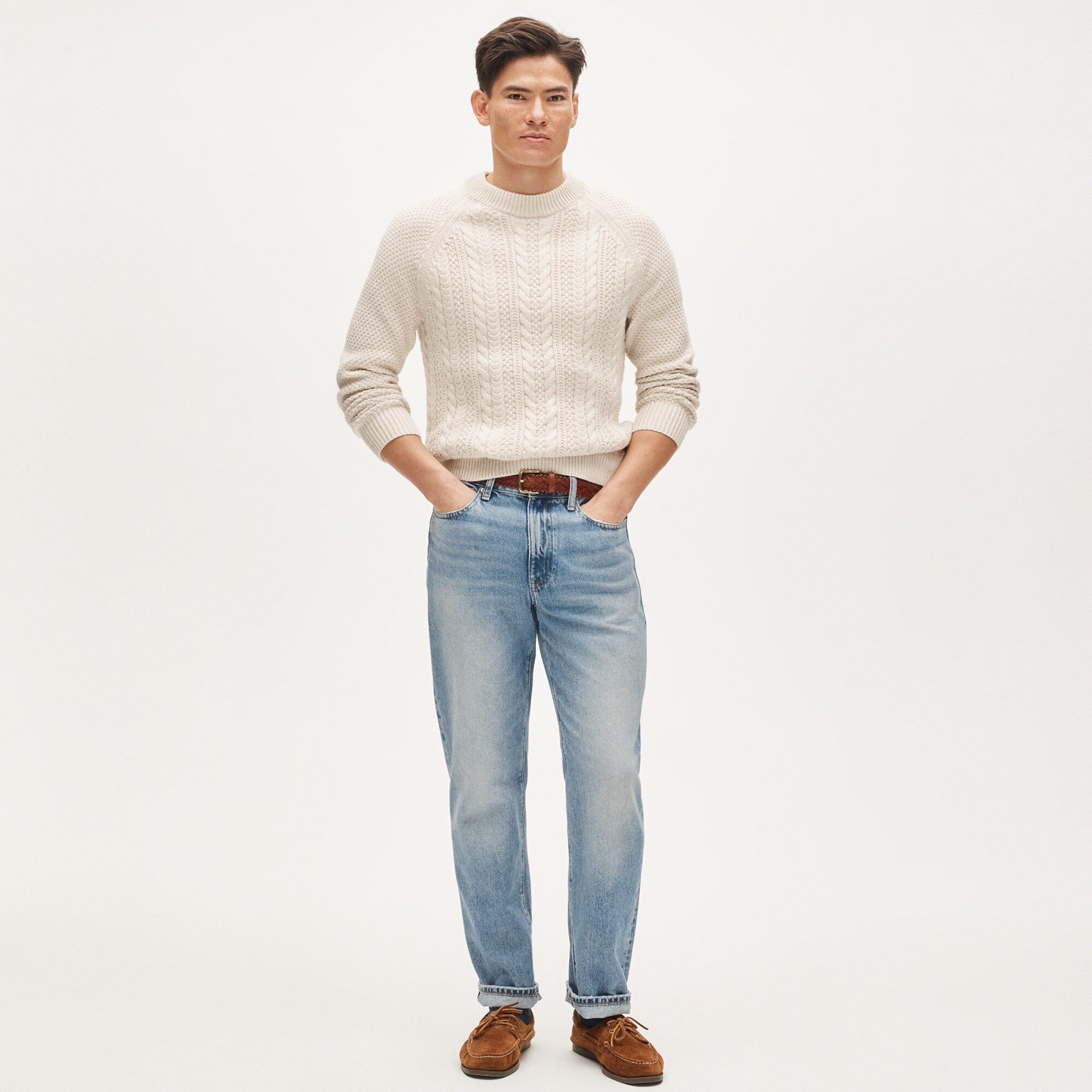 Heritage cotton cable-knit crewneck sweater