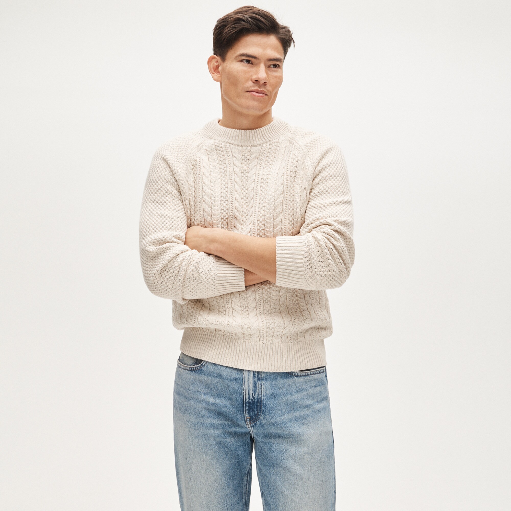 mens Heritage cotton cable-knit crewneck sweater