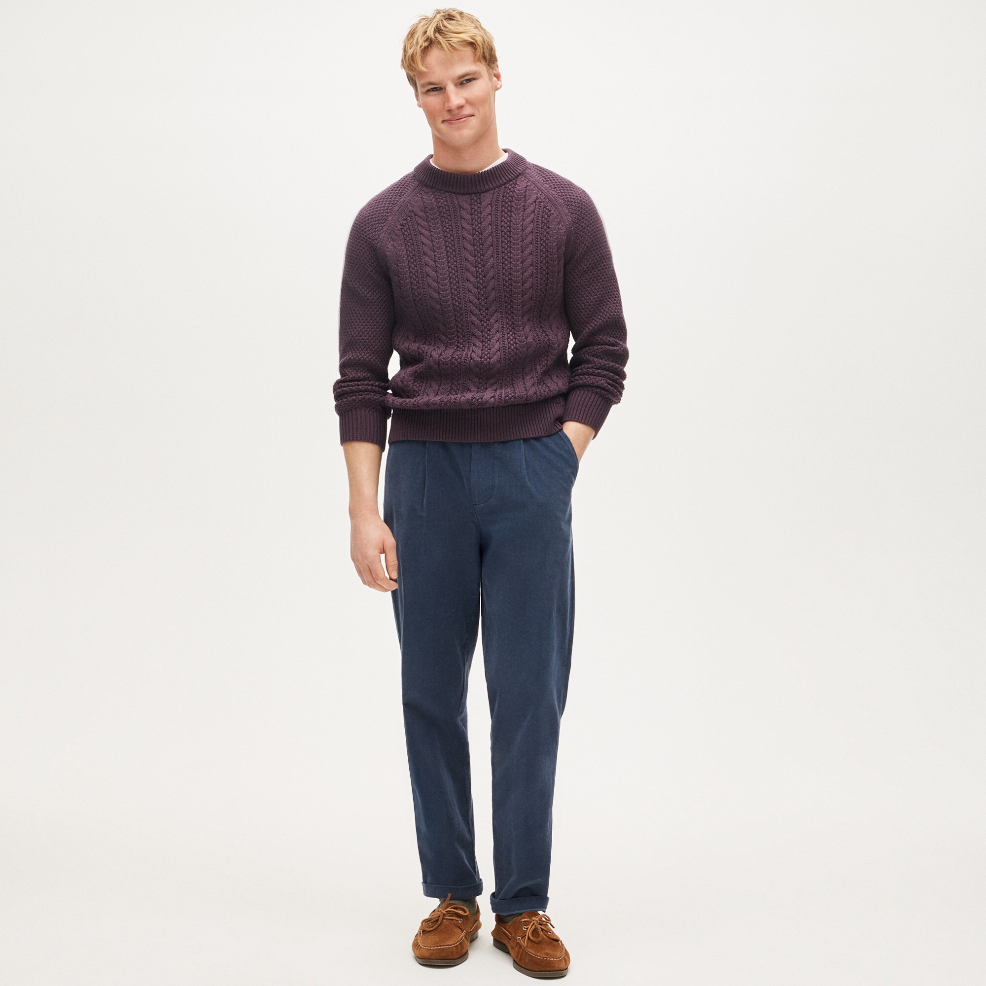 Heritage cotton cable-knit crewneck sweater