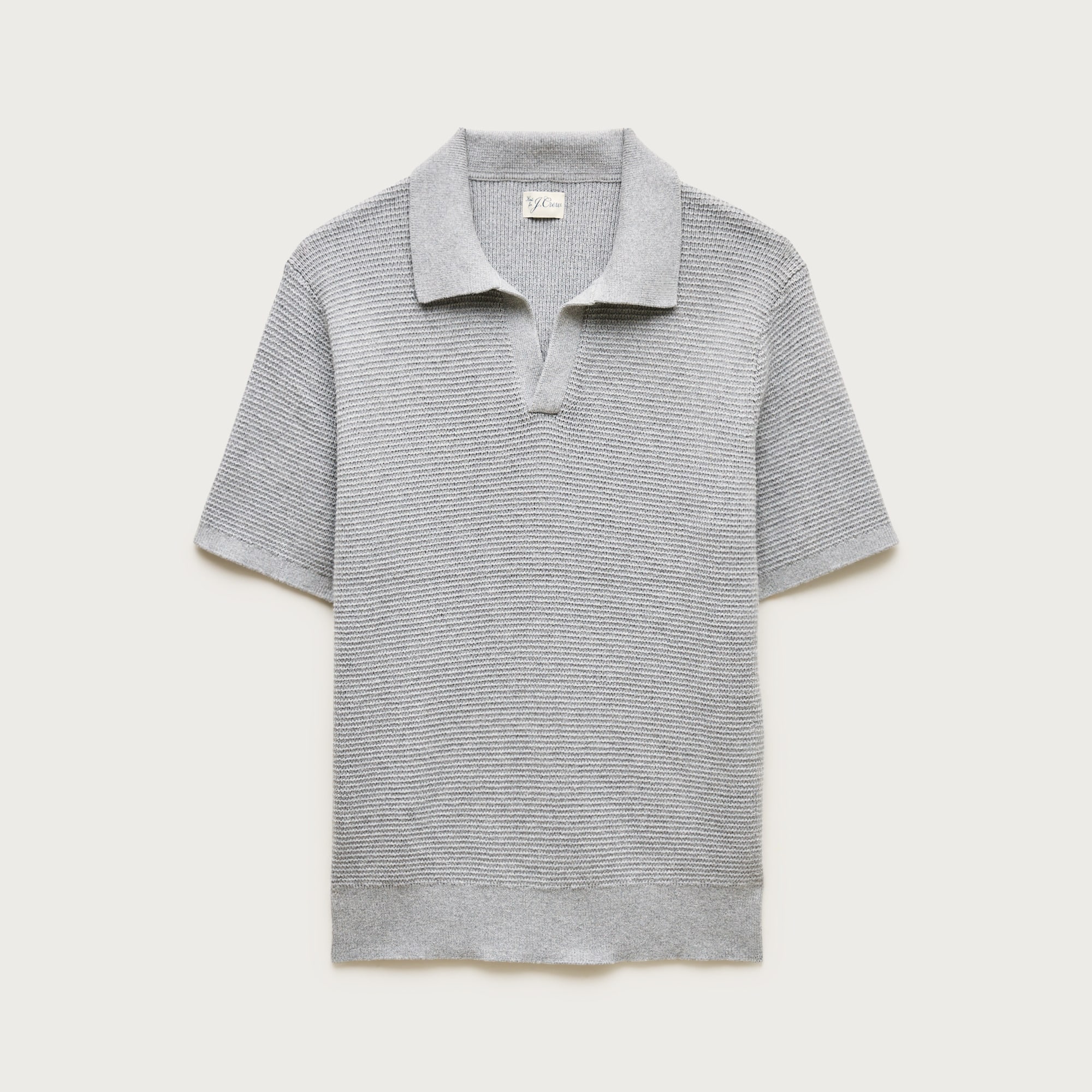 Short-sleeve Cotton Waffle-knit Johnny-collar Sweater-polo For Men