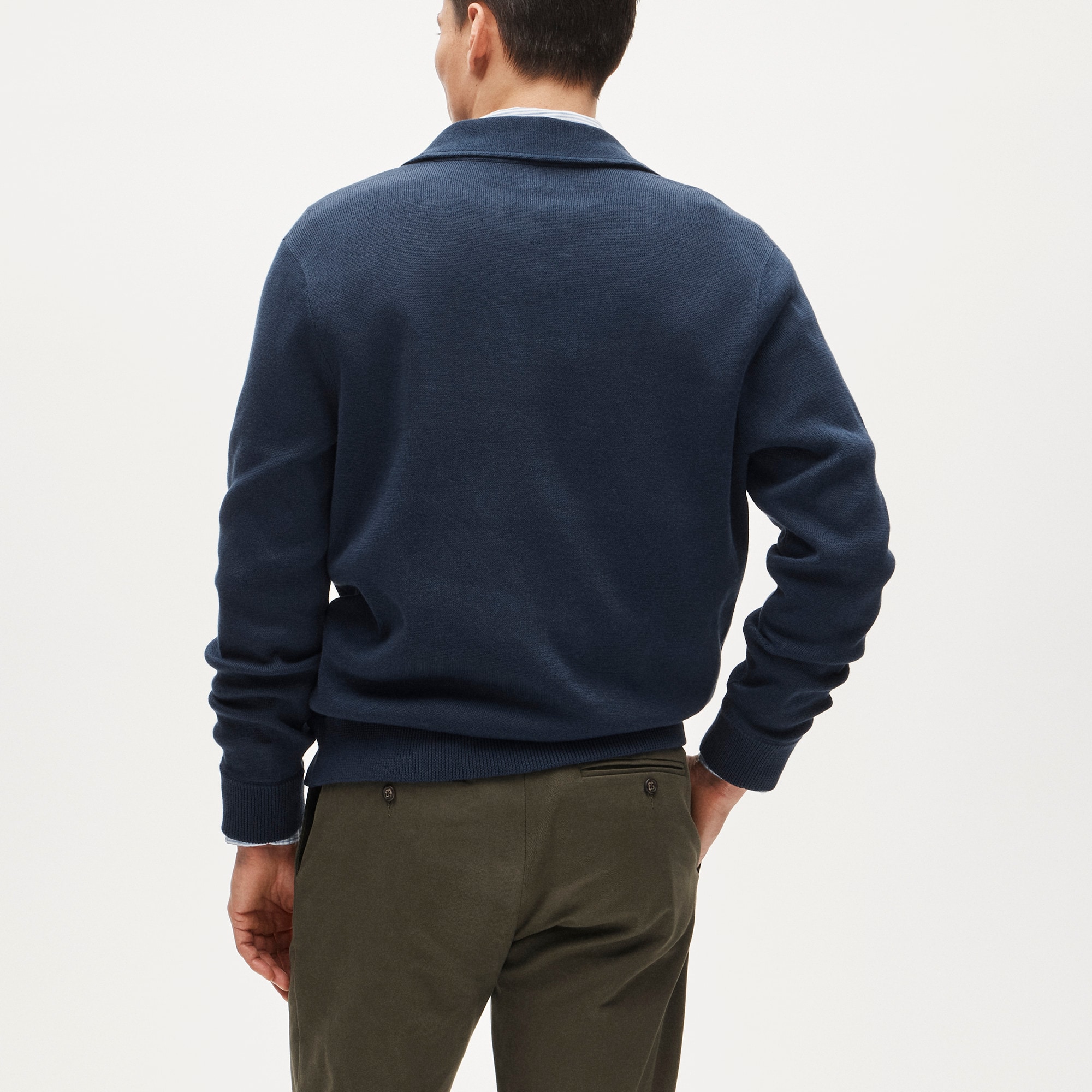 Quarter-zip sweater in milano-stitch cotton