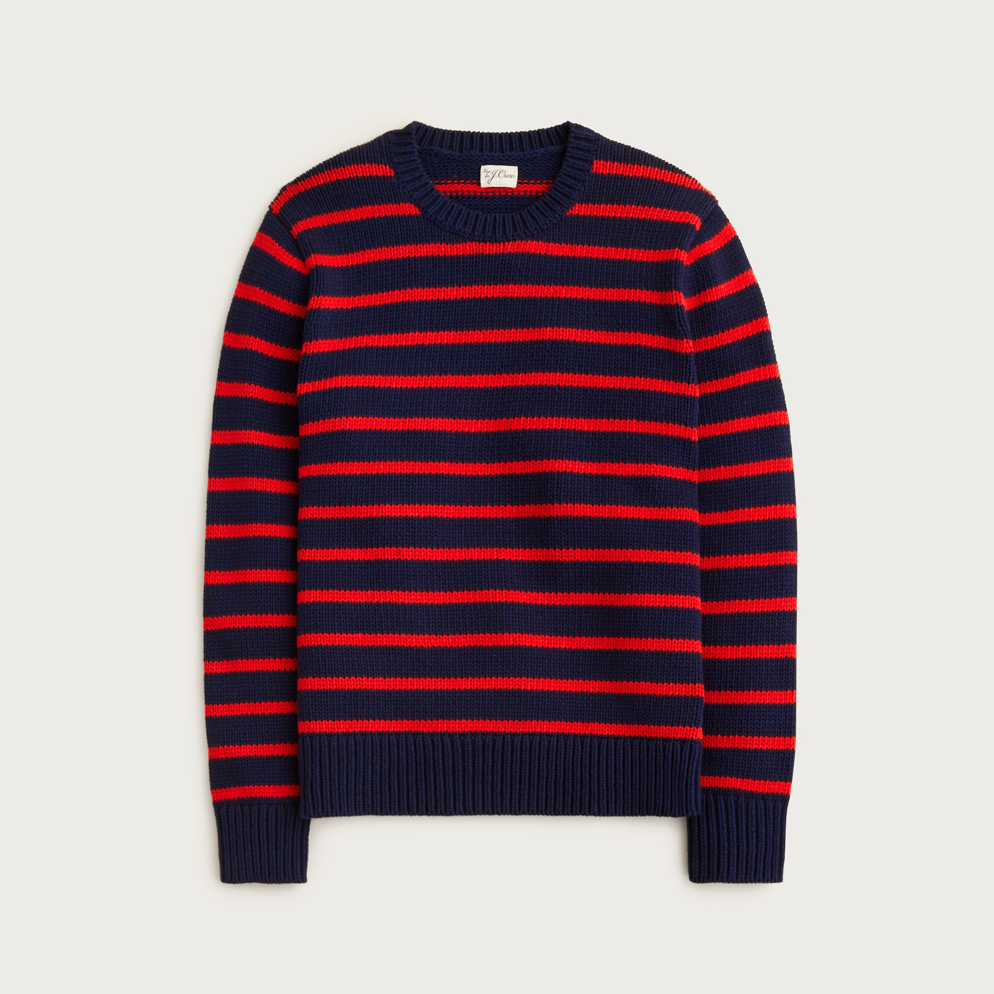 Cotton crewneck sweater in stripe