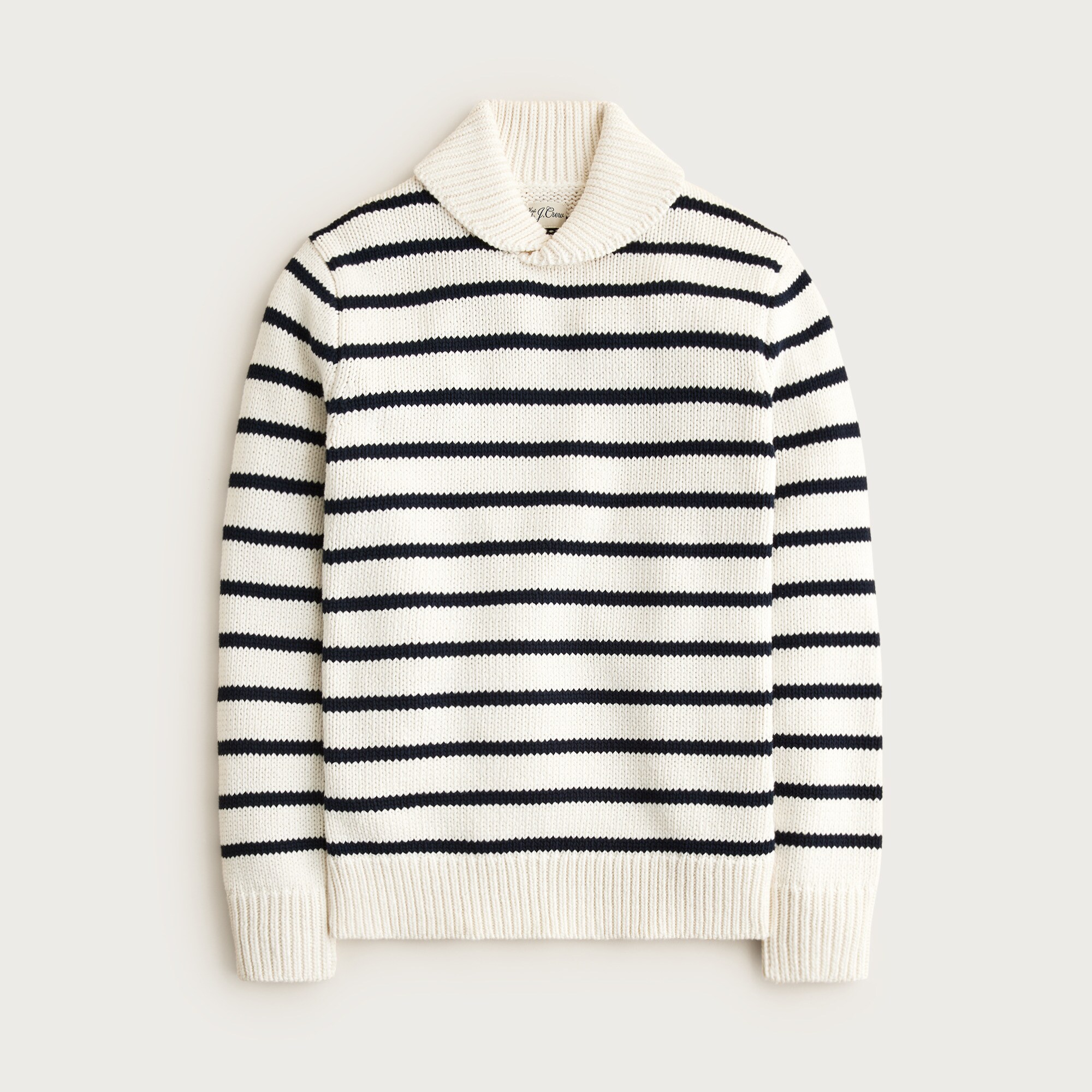 Cotton Shawl-collar Sweater In Stripe For Men | J.Crew