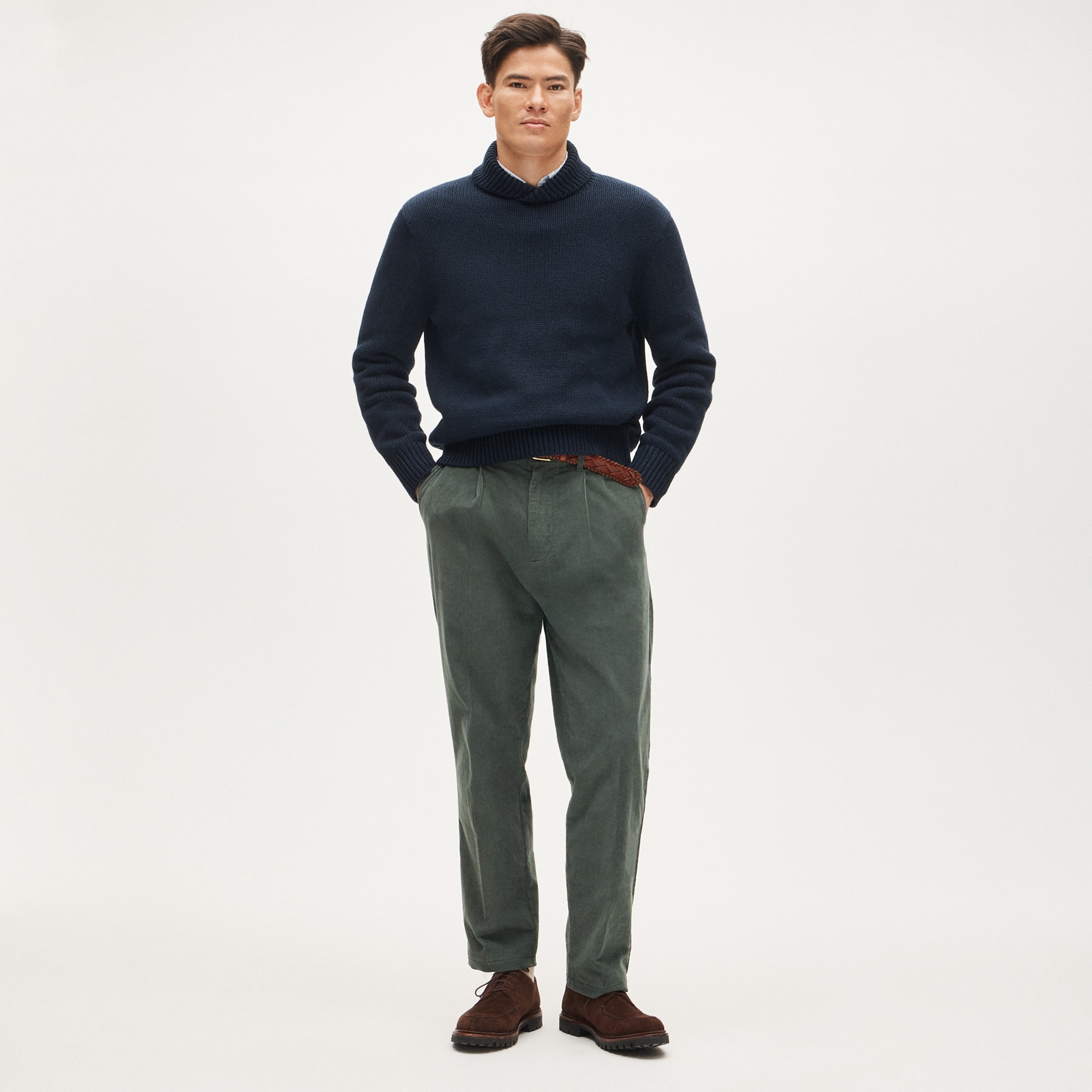 Cotton shawl-collar sweater