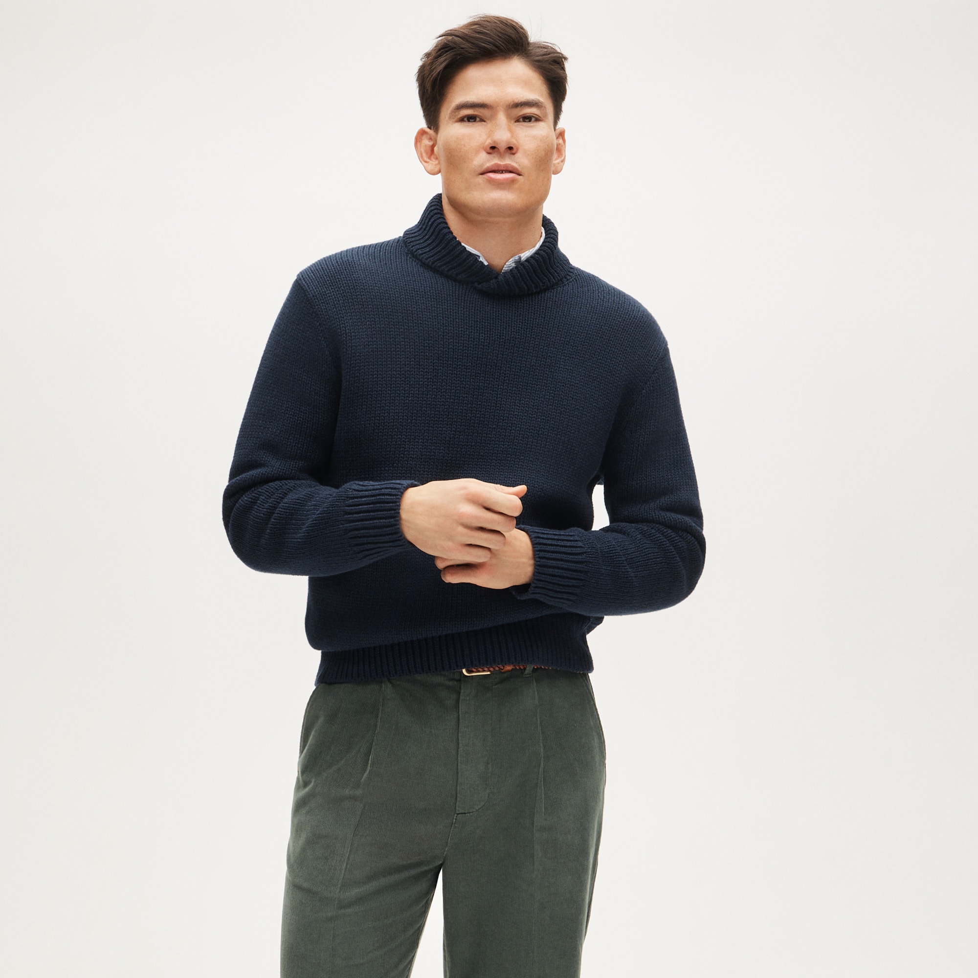 Cotton shawl-collar sweater