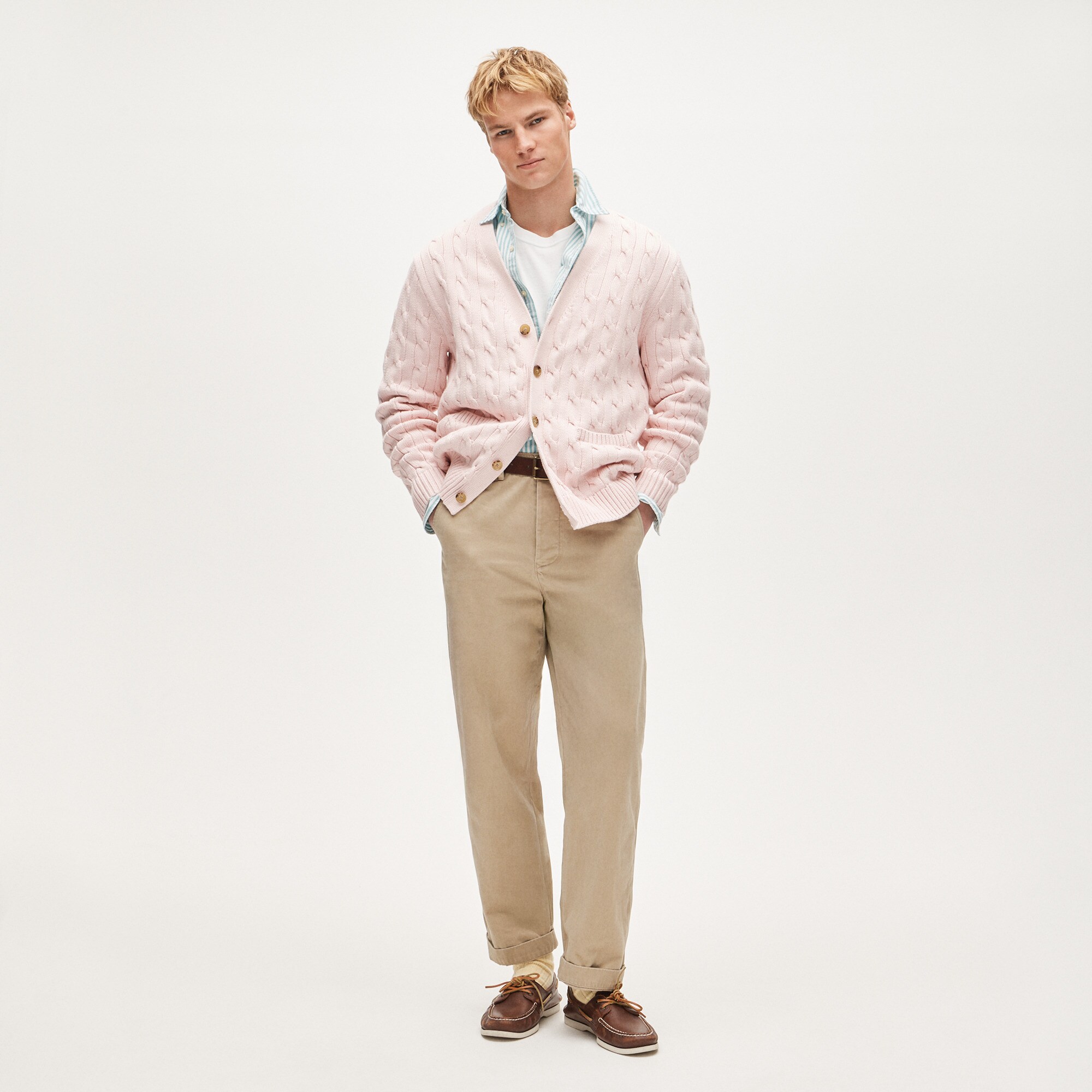 Heritage cotton cable-knit V-neck cardigan