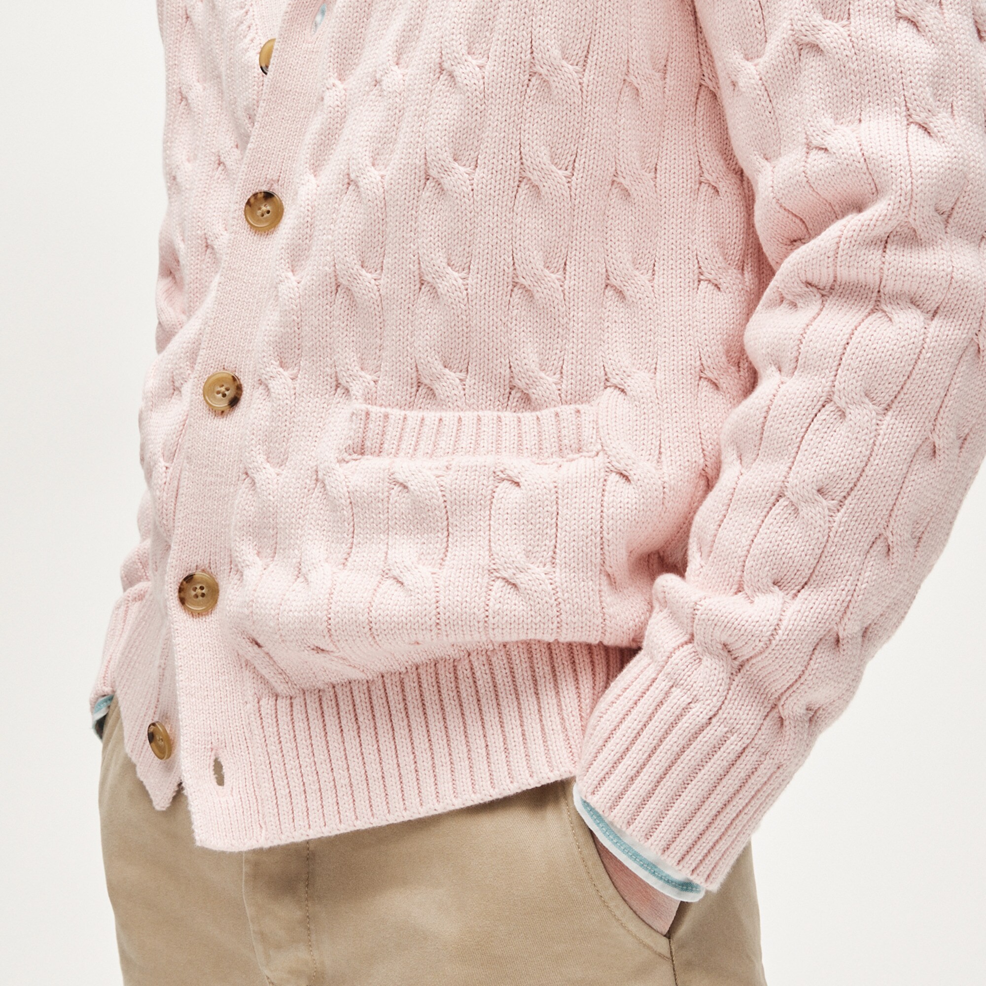 Heritage cotton cable-knit V-neck cardigan