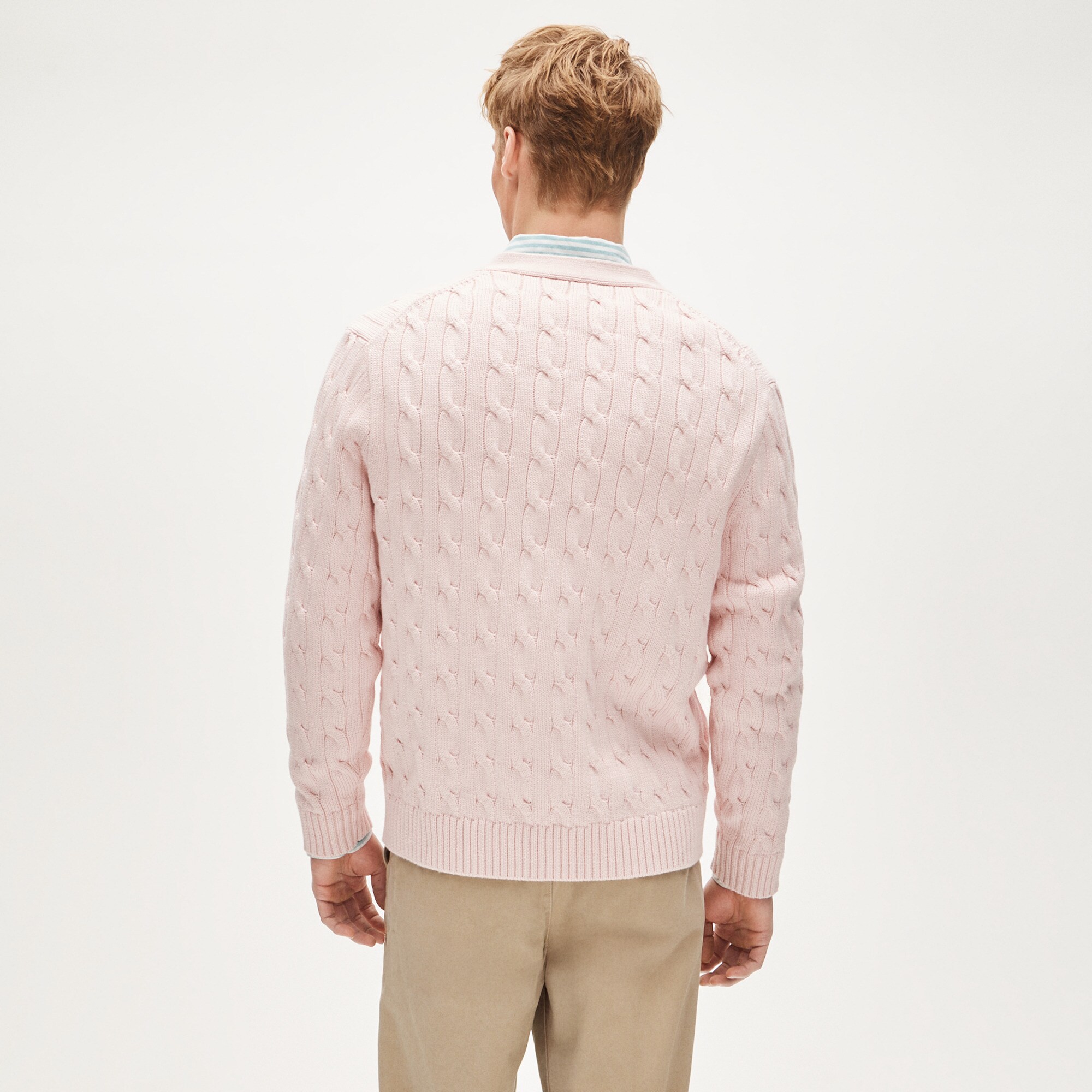 Heritage cotton cable-knit V-neck cardigan